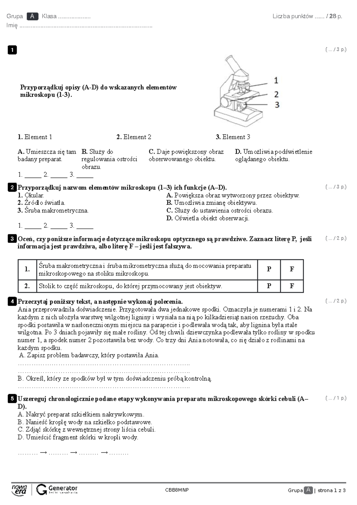 Puls Zycia 1 Biologia Nauka O Zyciu Sprawdzian www.studocu.com
