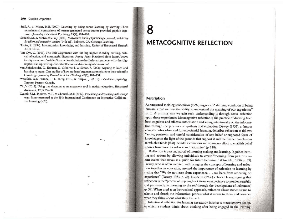 metacognitive essay reflection