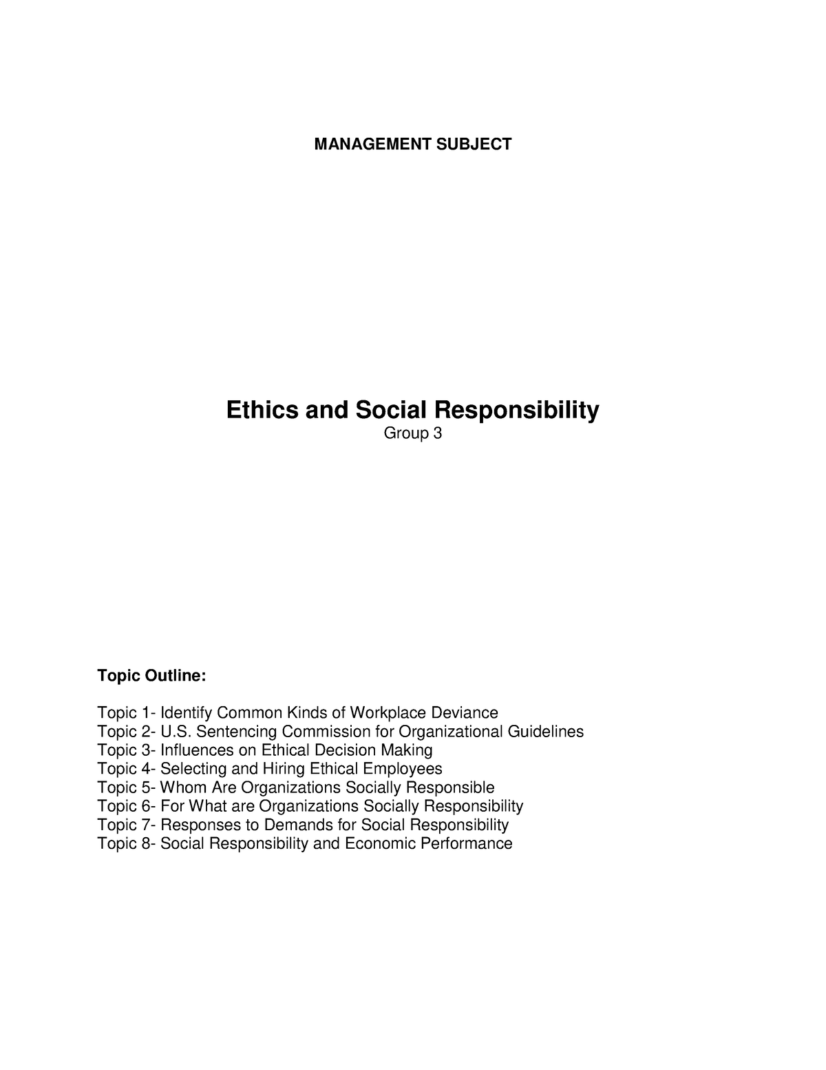 case study on ethics and social responsibility