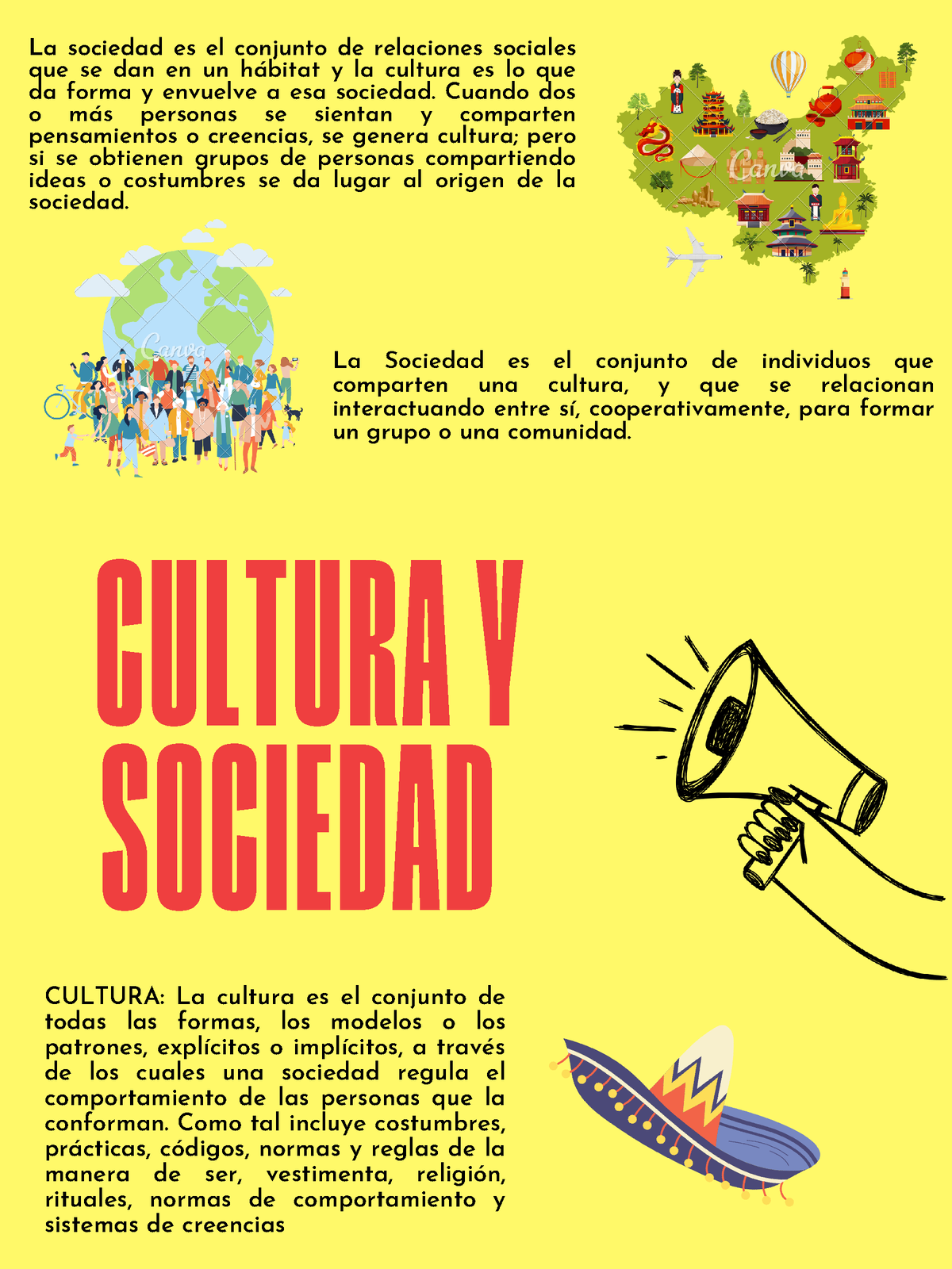 Cartel Cultura Y Sociedad Cultura Y Sociedad La Sociedad Es El Conjunto De Relaciones Sociales 8535