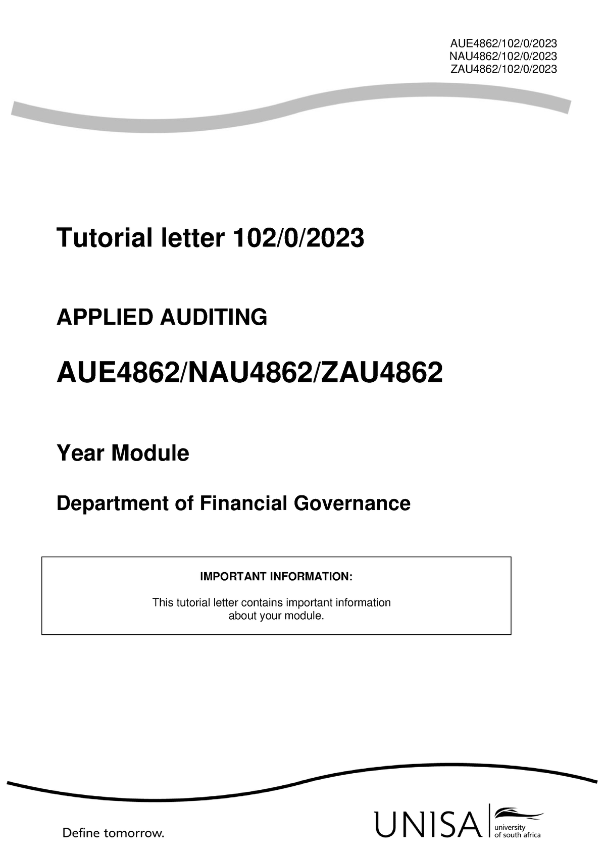 AUE4862 2023 TL 102 0 B - Tutorial Letter - AUE4862/102/0/ NAU4862/102 ...