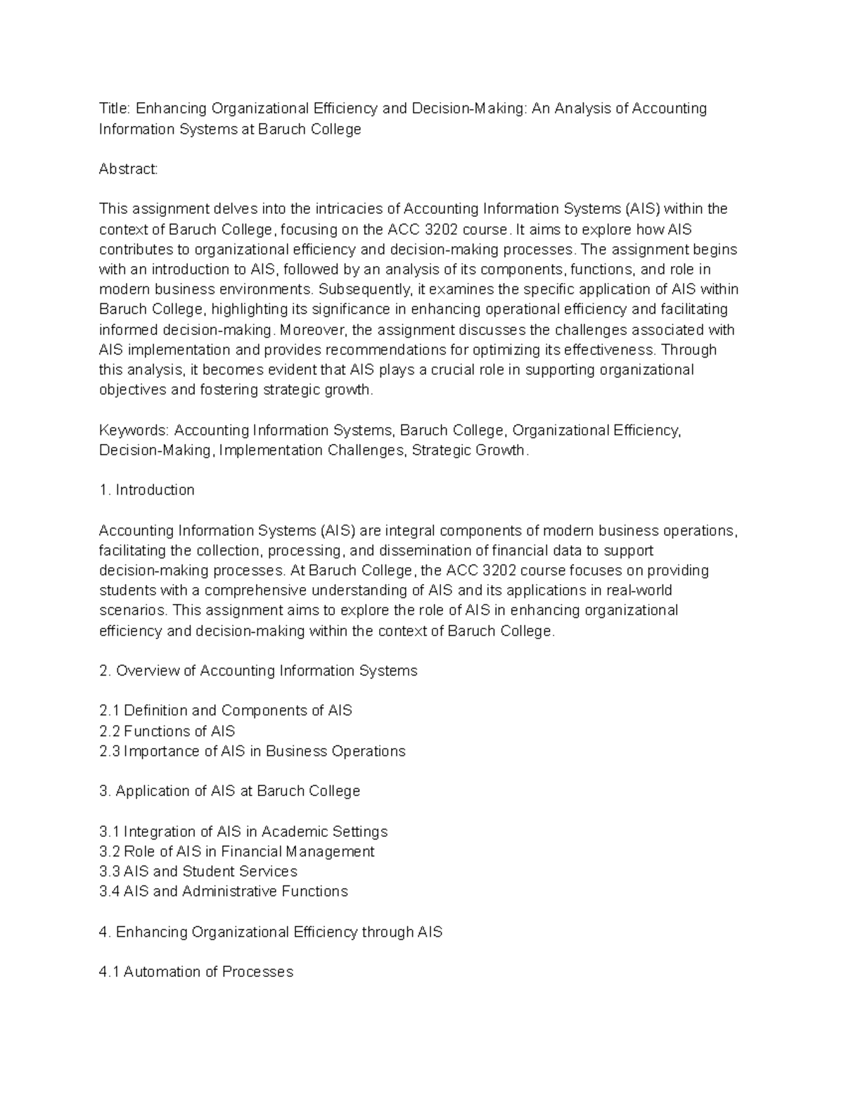 ACC3202 Assignment( Nokol) - Title: Enhancing Organizational Efficiency ...