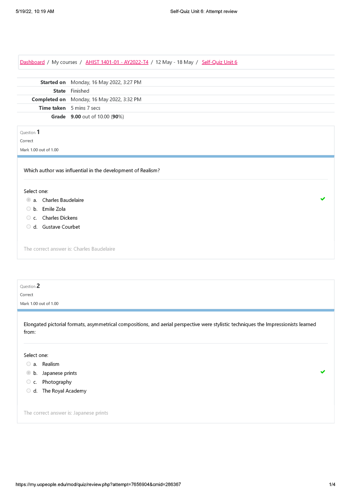 Self-Quiz Unit 6 Attempt Review - Started On Monday, 16 May 2022, 3:27 ...