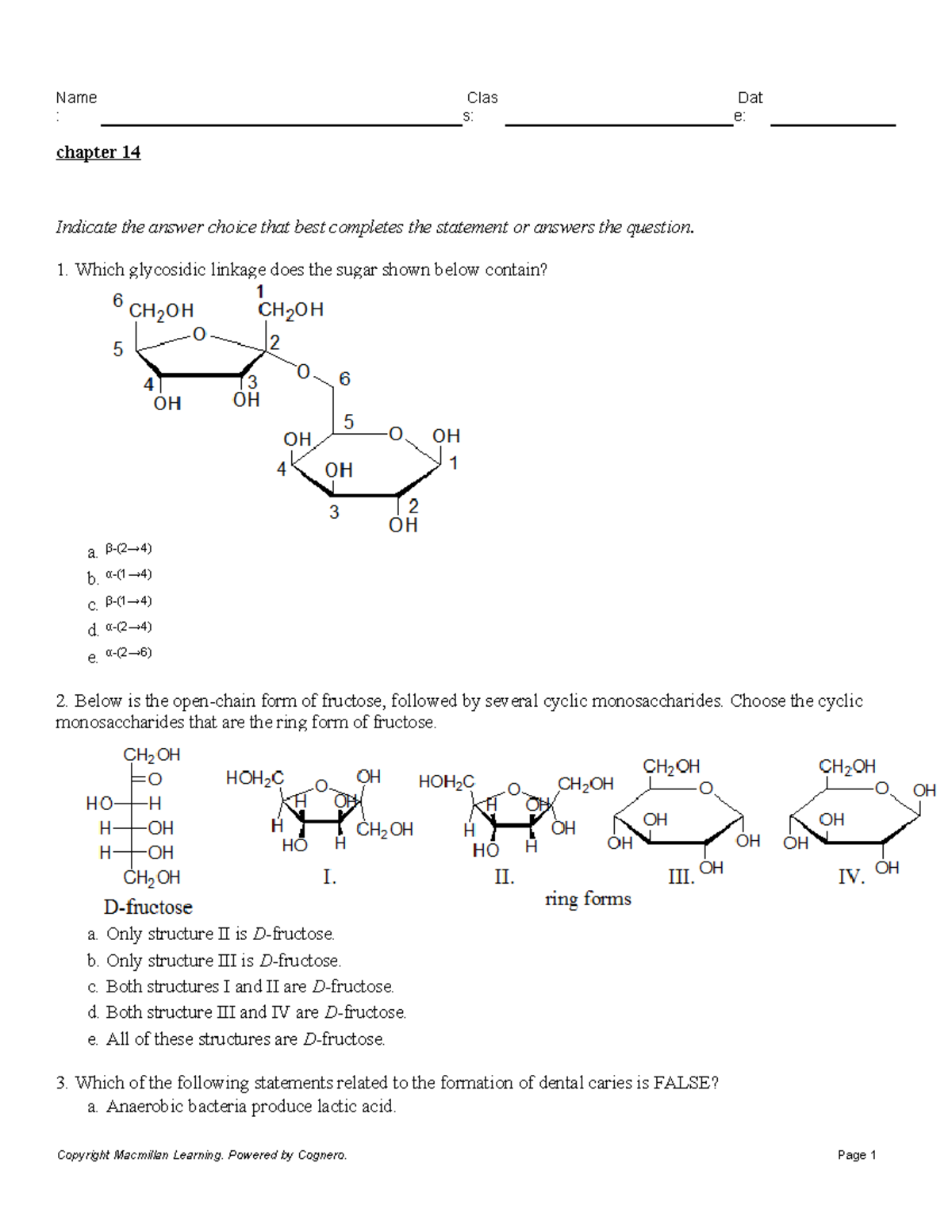 Chapter 14 - notes - : s: e: chapter 14 Indicate the answer choice that ...