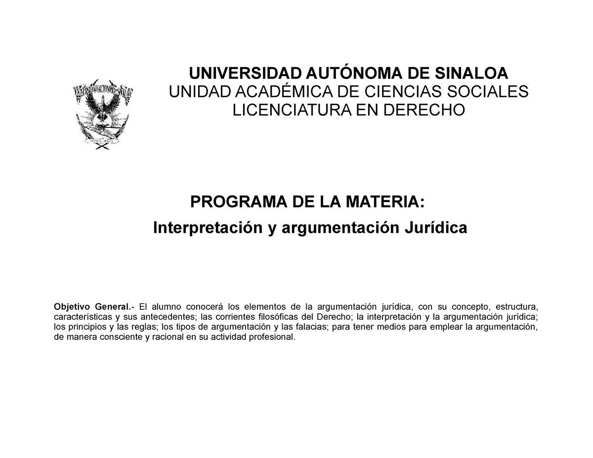 Interpretación Y Argumentación Jurídica - UNIVERSIDAD AUTÓNOMA DE ...