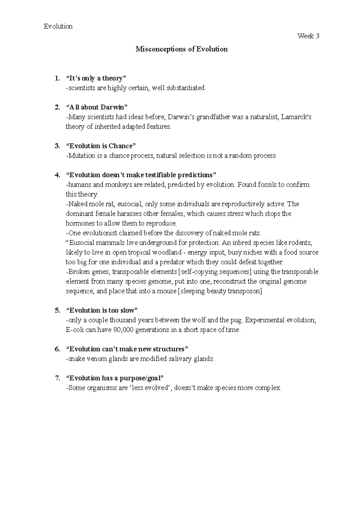 Misconceptions of Evolution - week 3 - Evolution Week 3 Misconceptions ...
