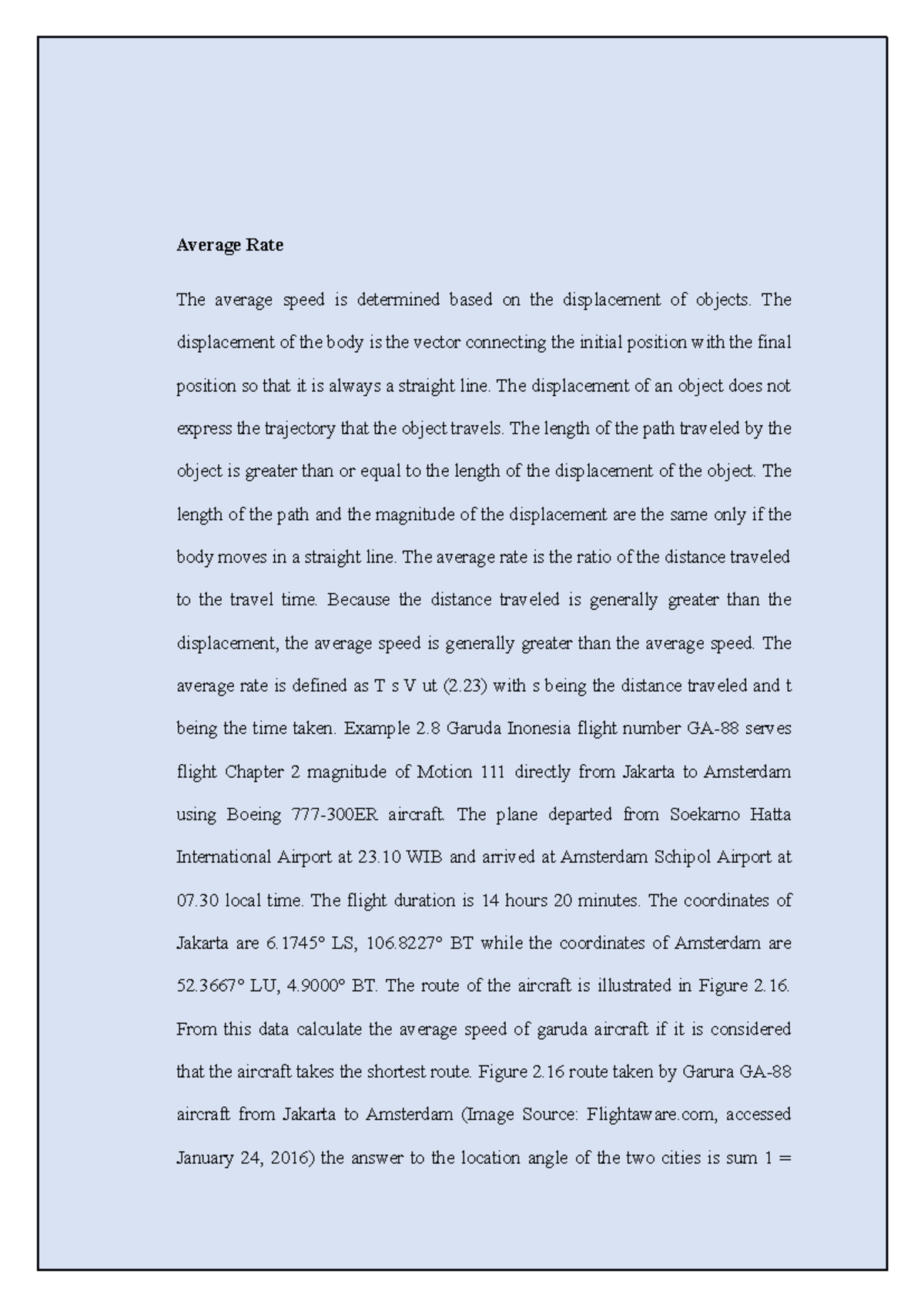 Study Notes - Average Rate - Average Rate The average speed is ...