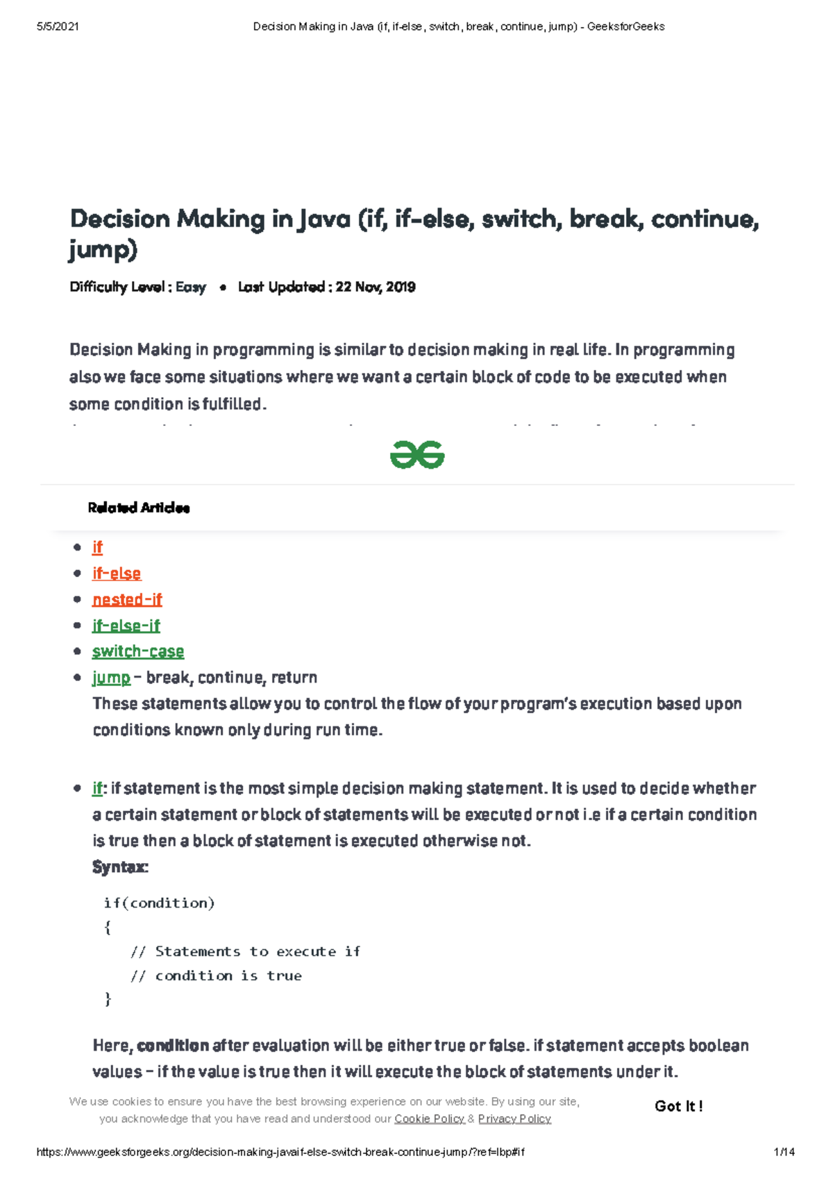 Decision Making In Java (if, If-else, Switch, Break, Continue, Jump ...