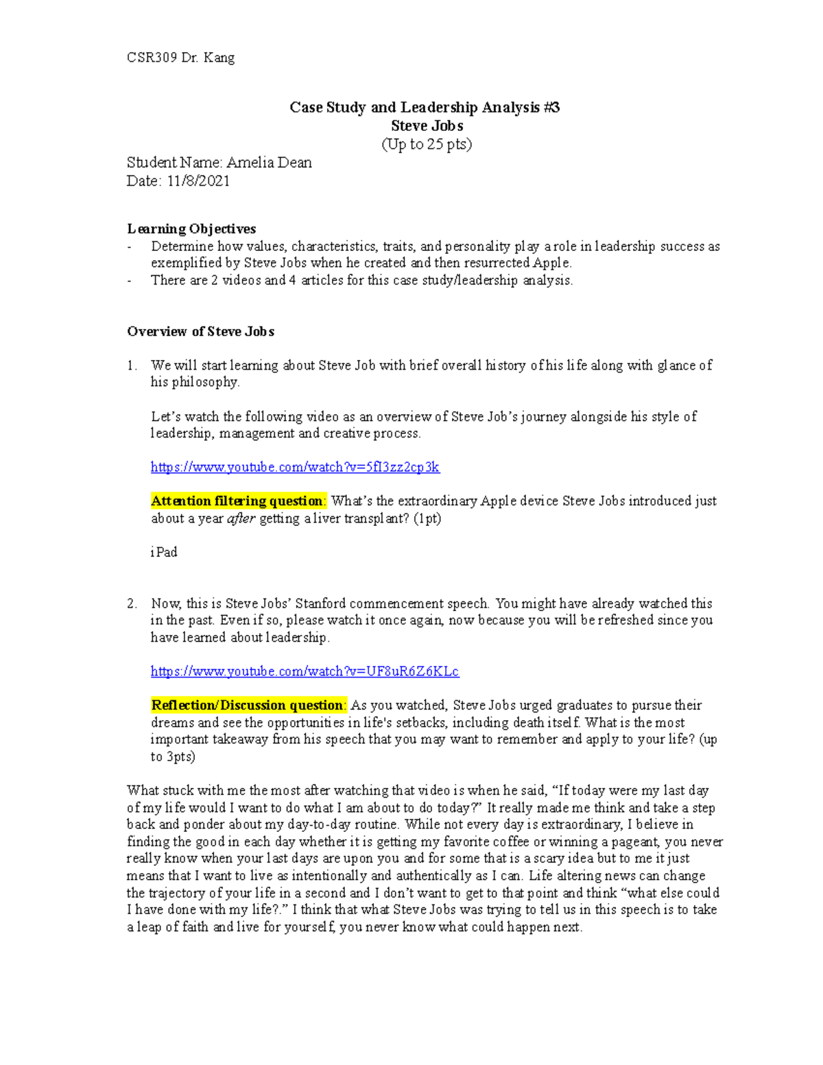 leadership style case study activity