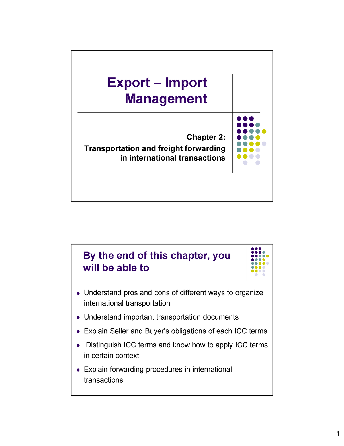 EIM Chapter 2 - It's good - Export – Import Management Chapter 2 ...