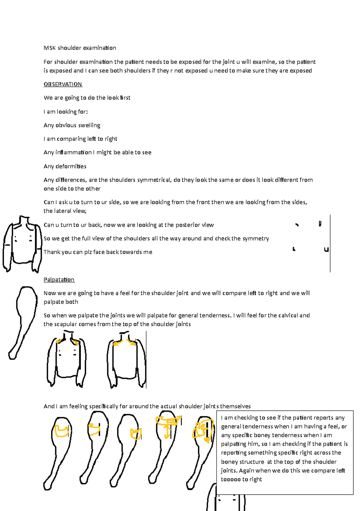 Msk examination shoulders MSK shoulder examination For shoulder