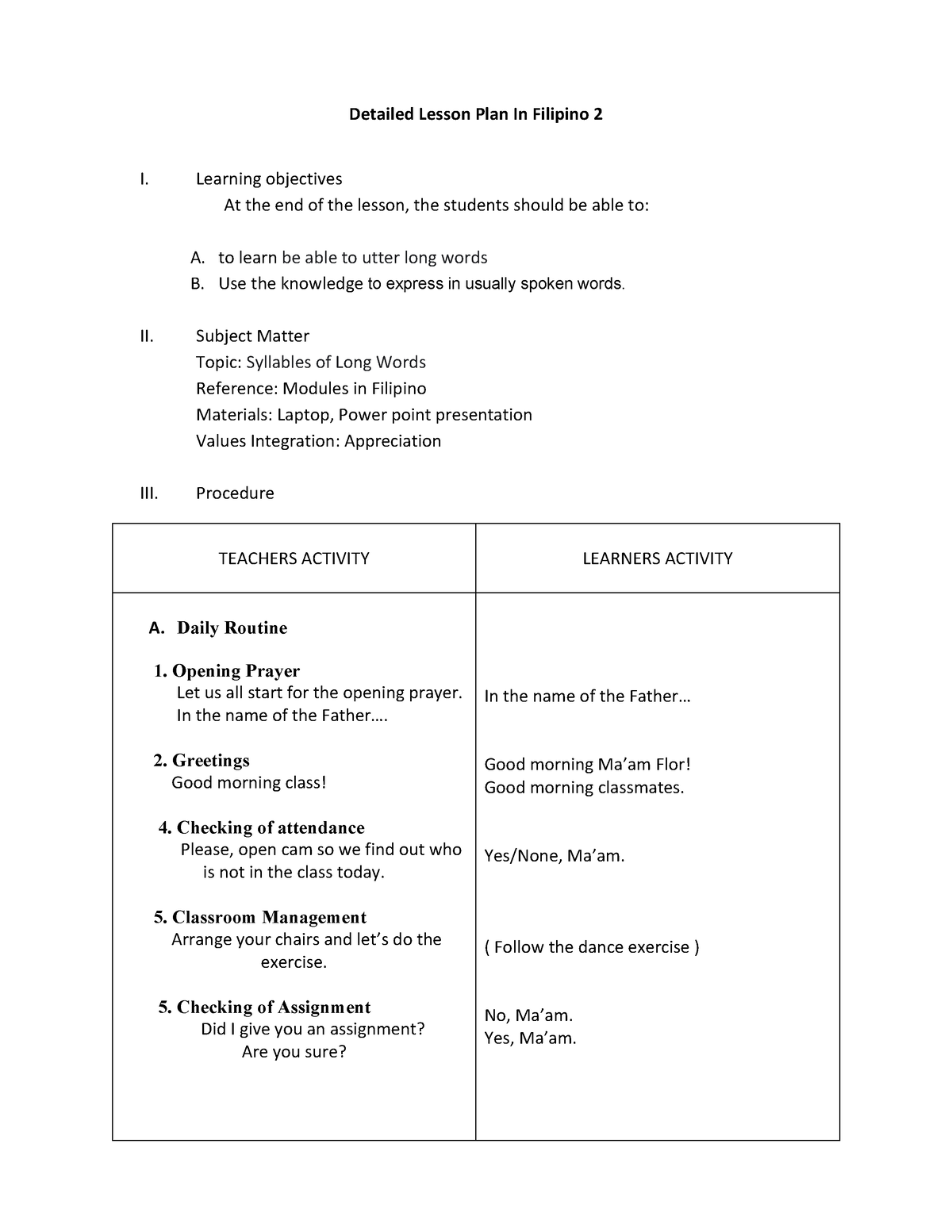 DLP-Filipino Aralin 1 - Copy - Detailed Lesson Plan In Filipino 2 I