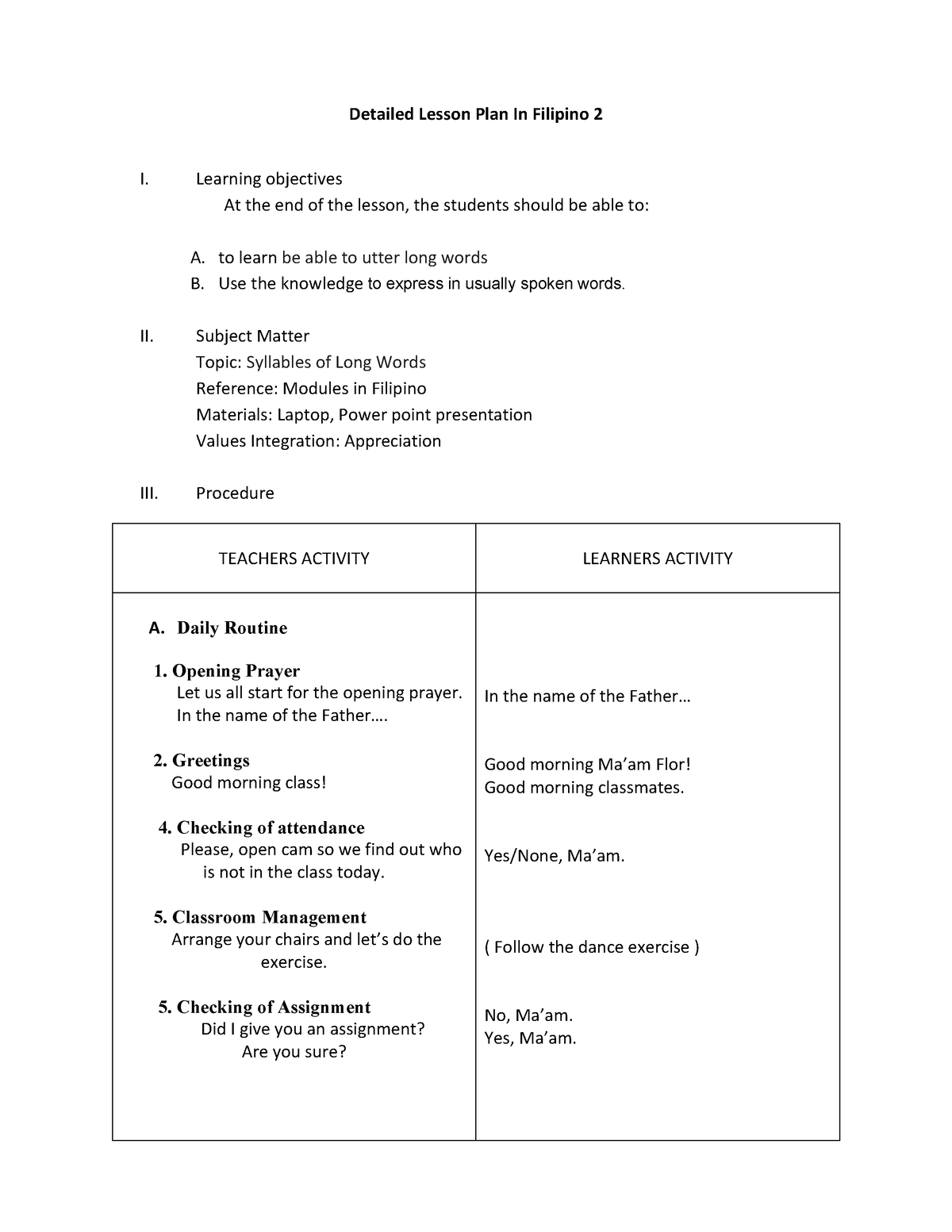 DLP Filipino Aralin 1 Copy Detailed Lesson Plan In Filipino 2 I 