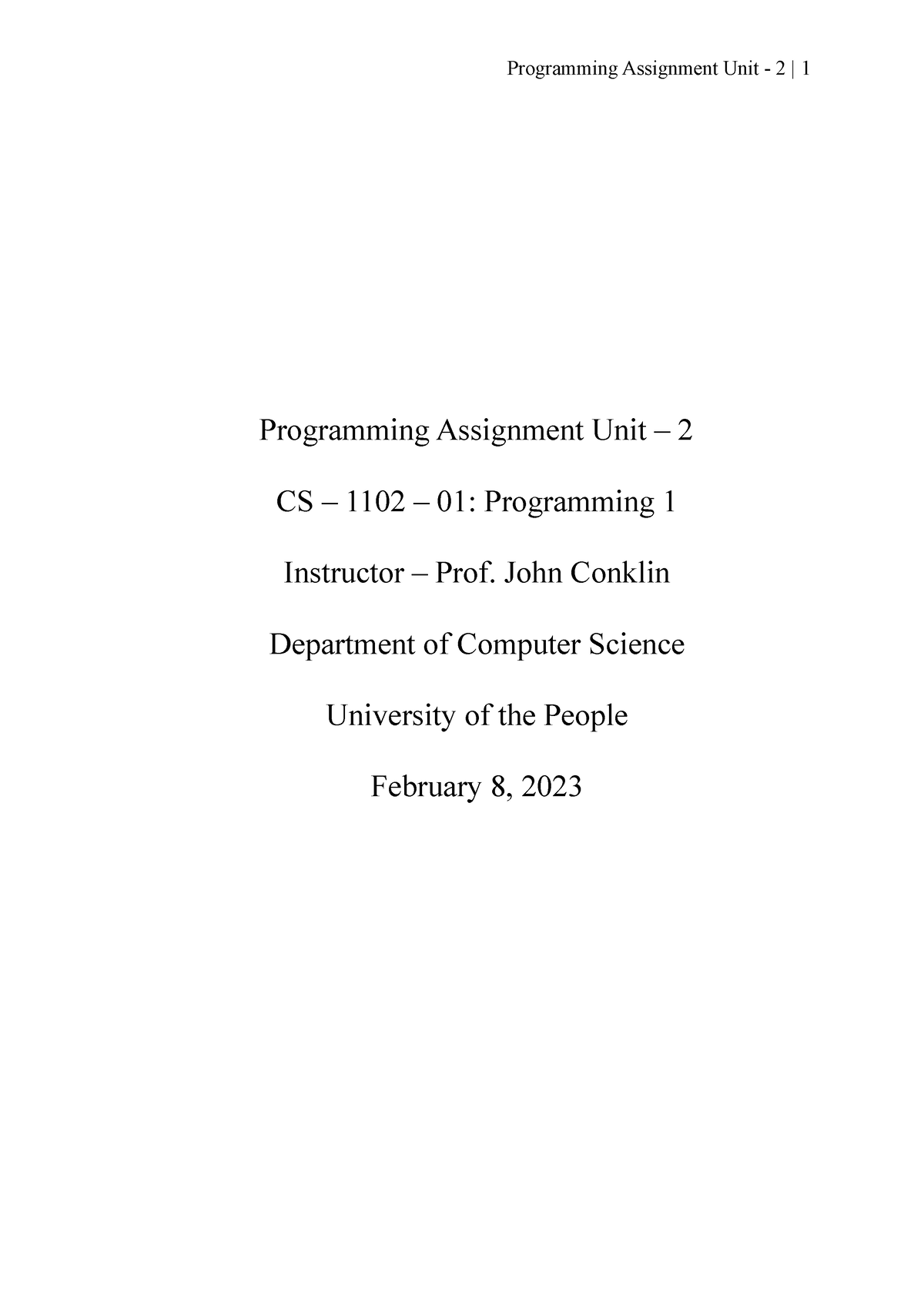 programming assignment unit 2