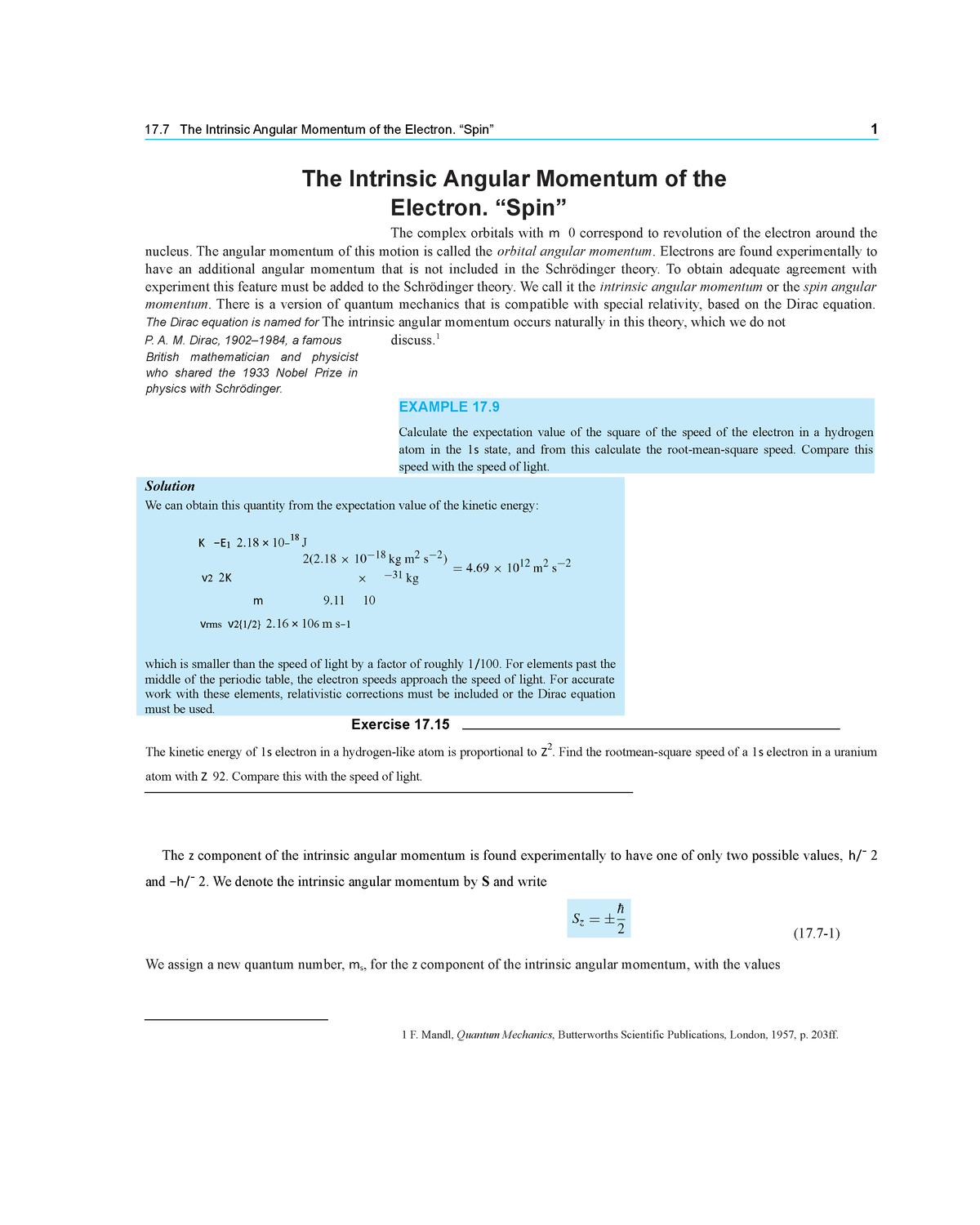 The Intrinsic Angular Momentum Of The Electron - “Spin” The Complex ...