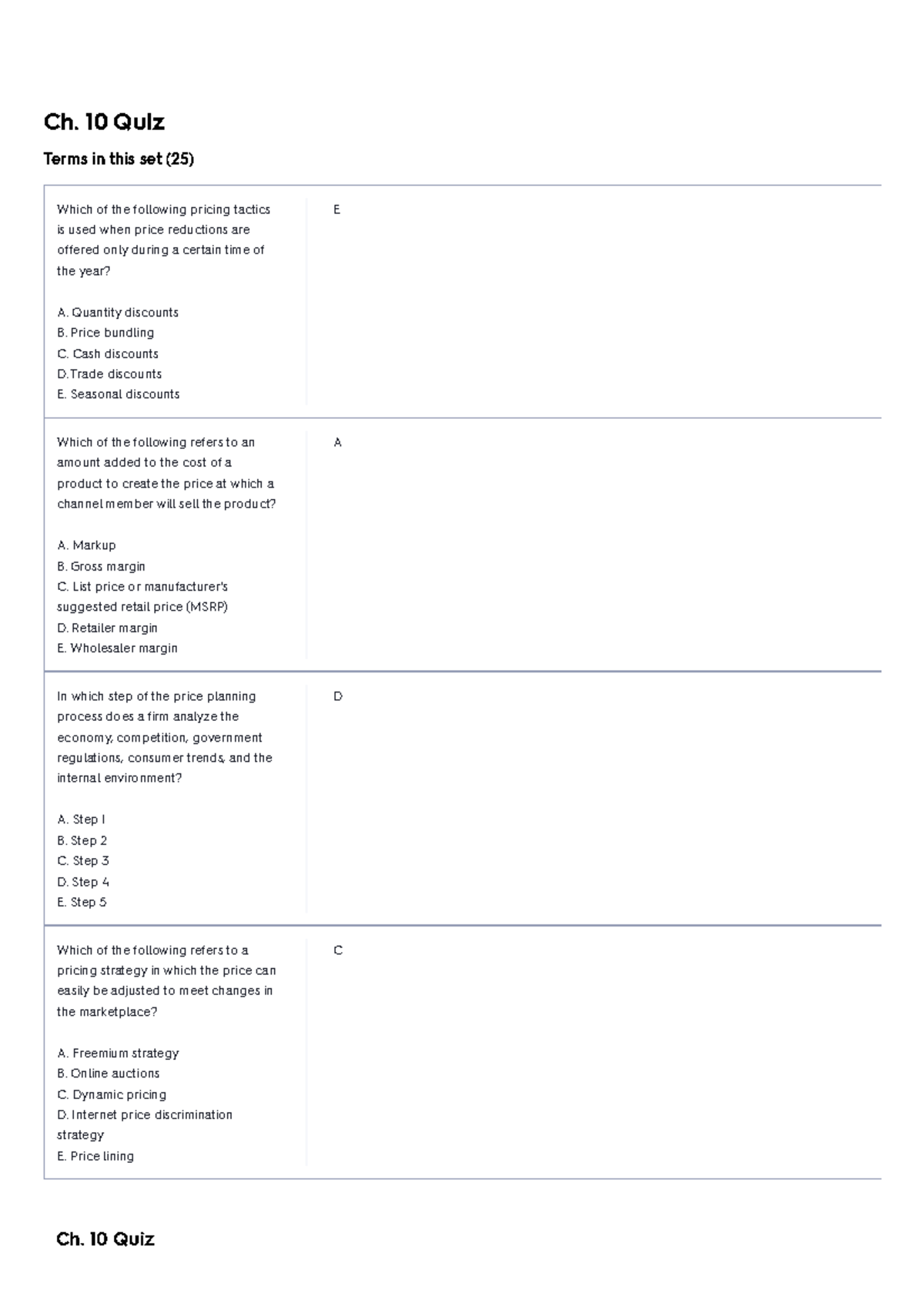 Ch. 10 Quiz Flashcards Quizlet - MKT-1143 - Lambton College - Studocu