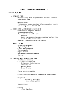 BIO 216 course outline - FACULTY OF SCIENCE DEPARTMENT OF BIOLOGICAL ...