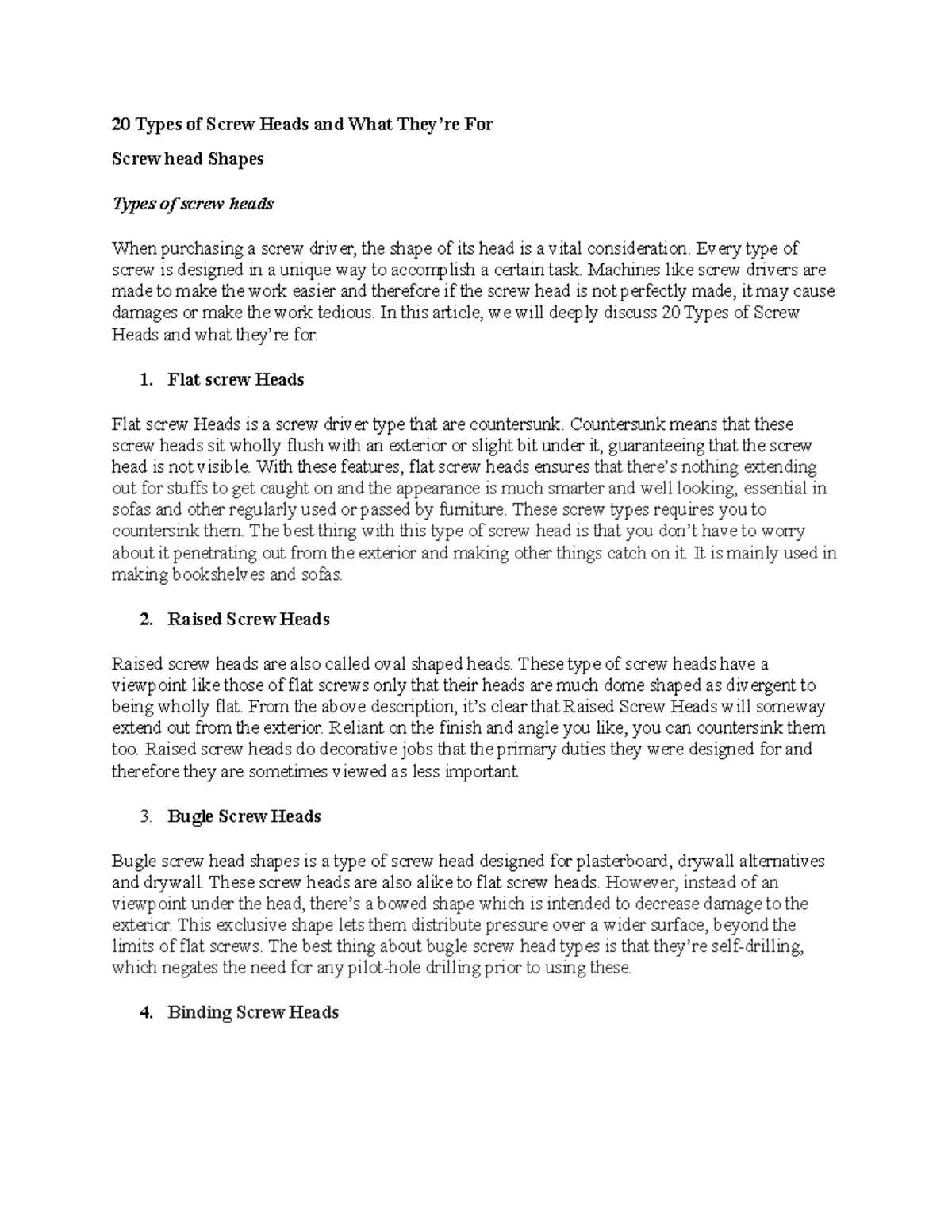 20 Types of Screw Heads and What 34 24 20 Types of Screw Heads and