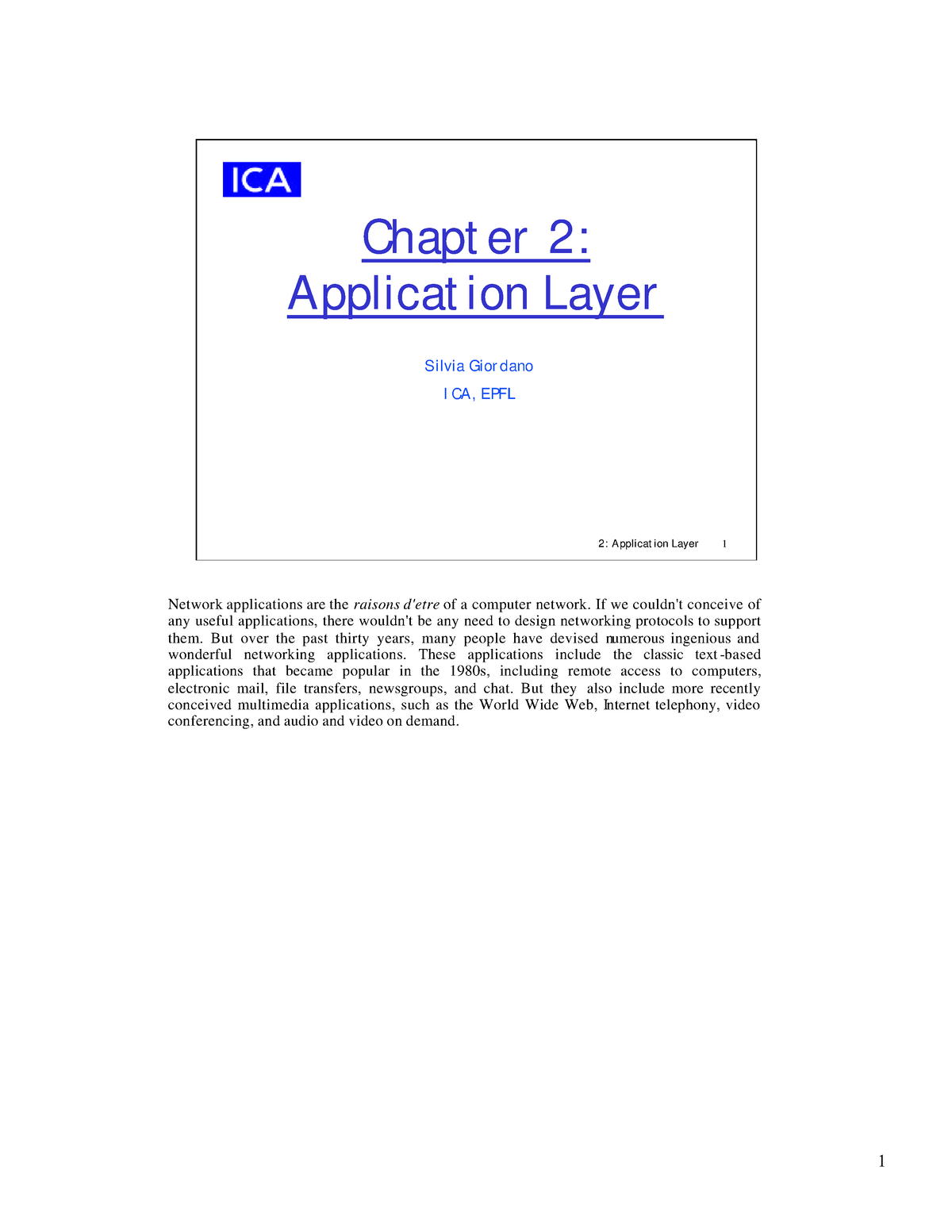 Chapter 2 - Computer Engineering - 2: Applicat Ion Layer 1 Chapt Er 2 ...