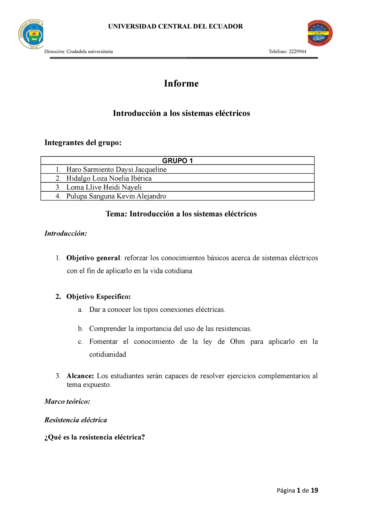 Grupo 1. Informe - Jnbhbhbh - Dirección: Ciudadela Universitaria ...