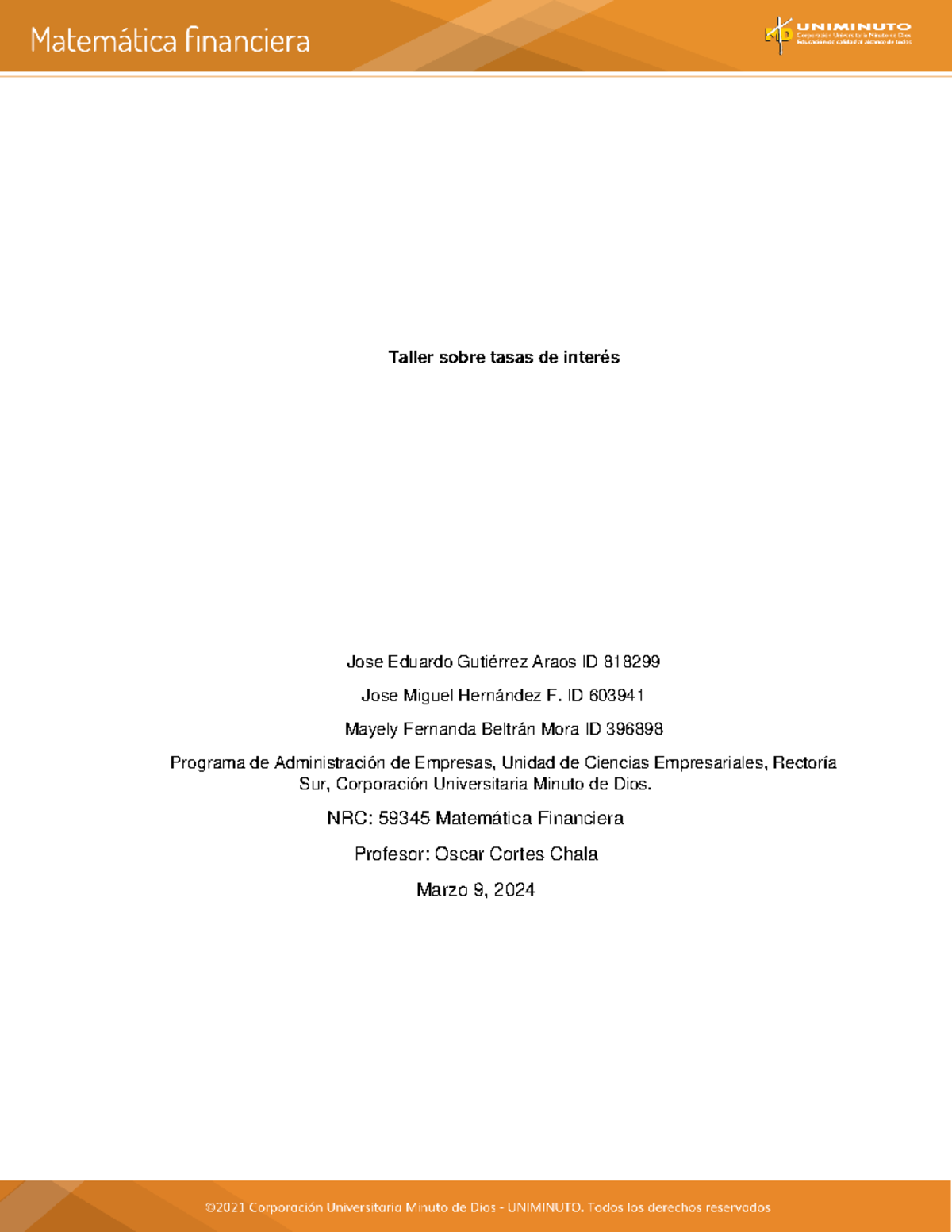 ACT. 4 Taller DE Matematica Financiera - Taller sobre tasas de interés ...