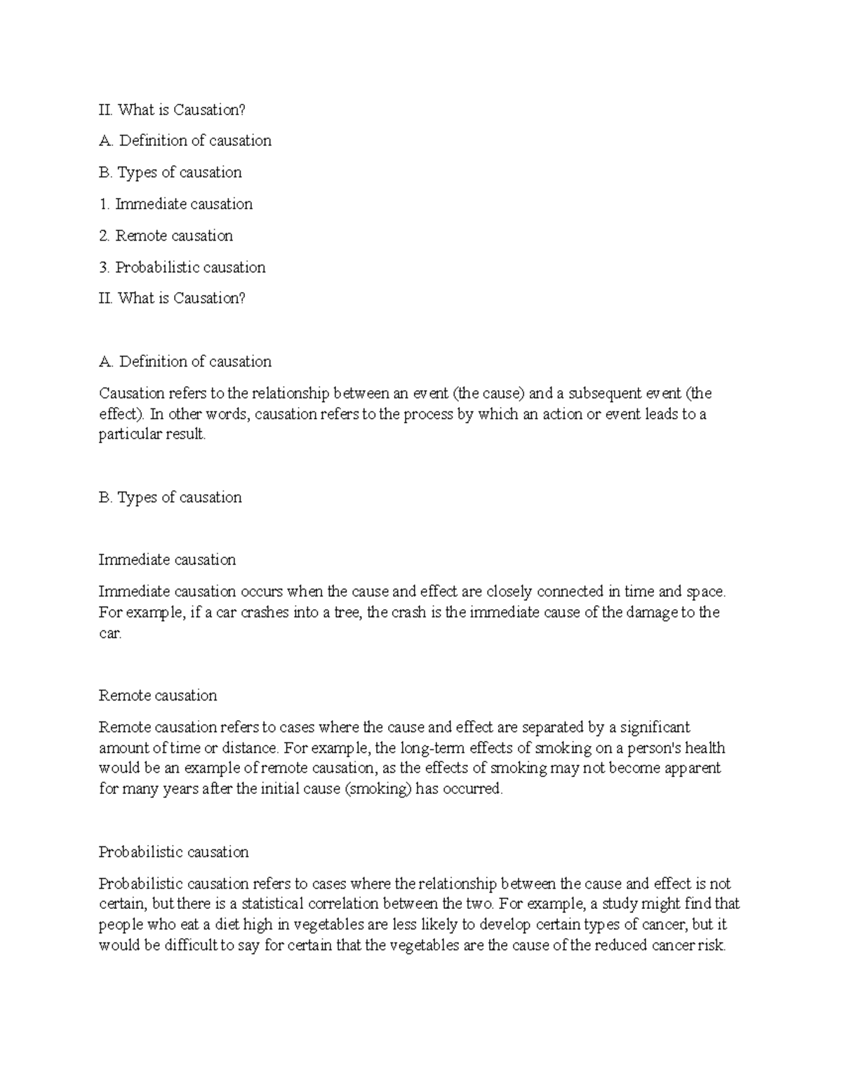 Casual Arguments 2 - II. What Is Causation? A. Definition Of Causation ...