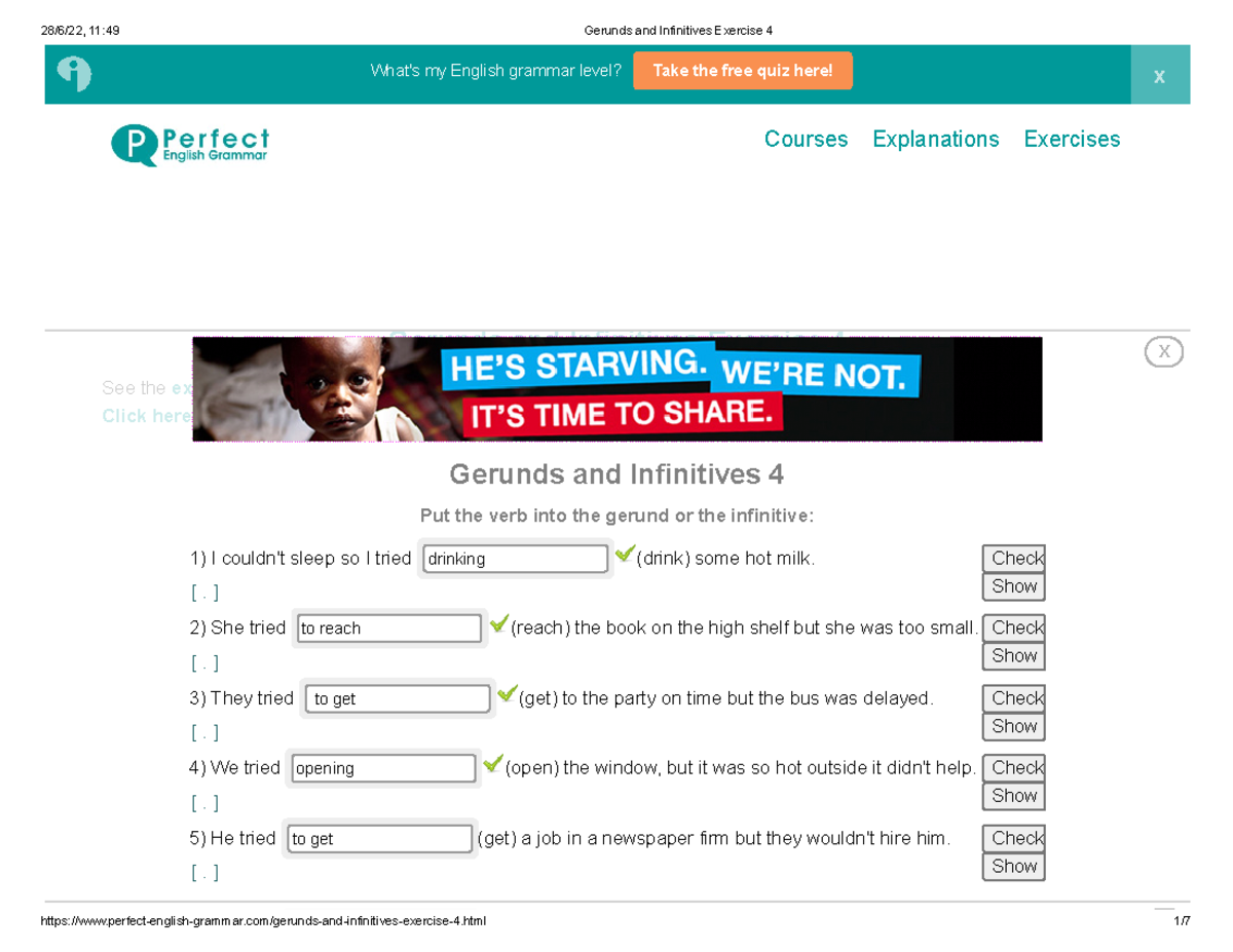 Gerunds and Infinitives Exercise 4 - Click here to download this ...