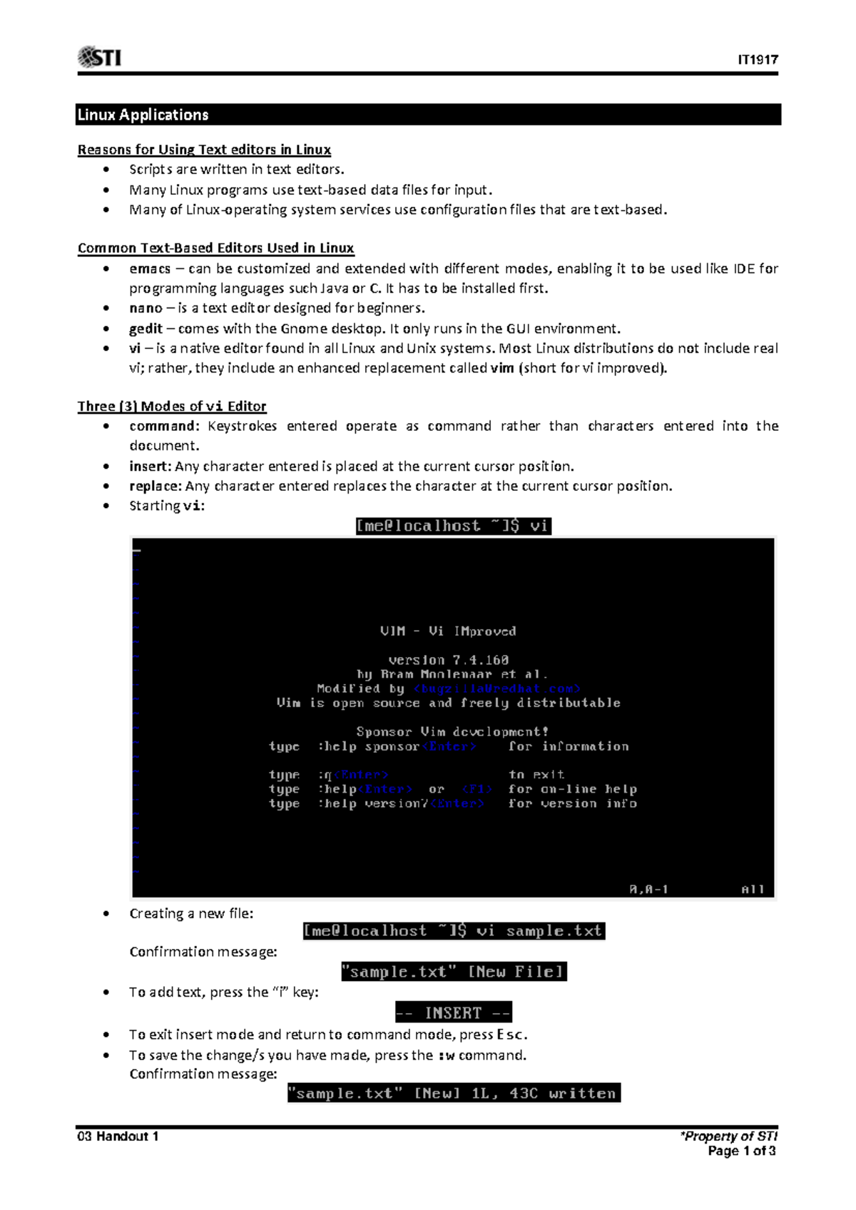 Systemad - 03 Handout 1 *Property of STI Linux Applications Reasons for ...