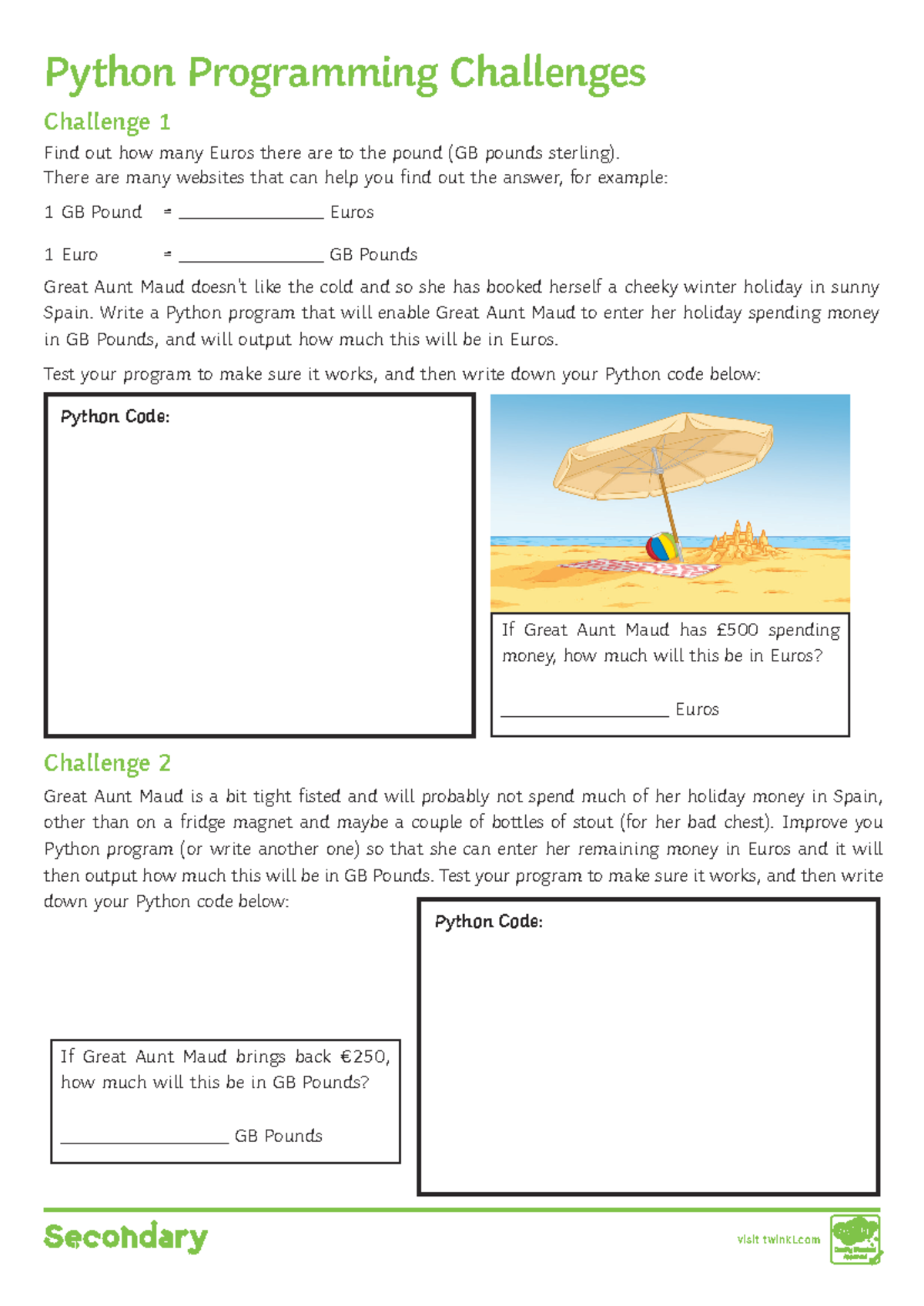 Python Programming Challenges - Higher - Python Programming Challenges ...