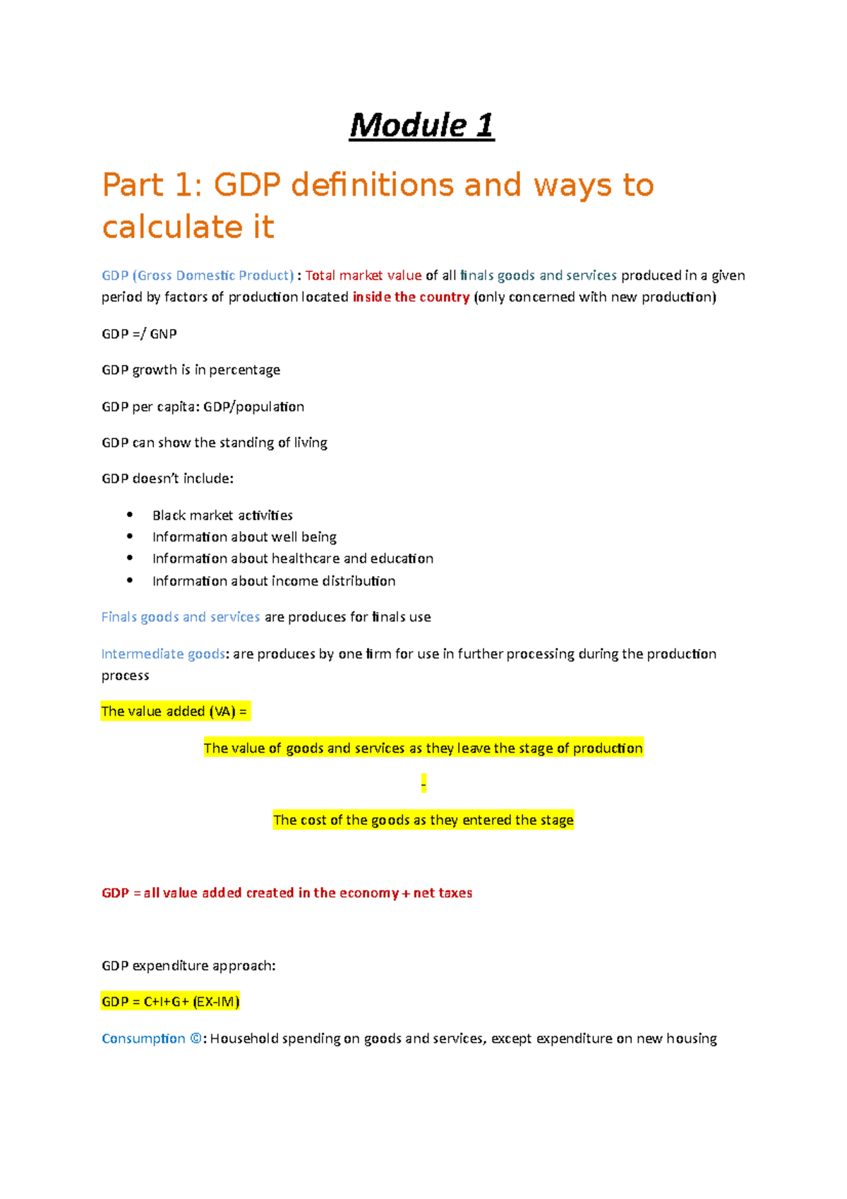 Module 2 GDP (definitions And Ways To Calculate It) - Module 1 Part 1 ...