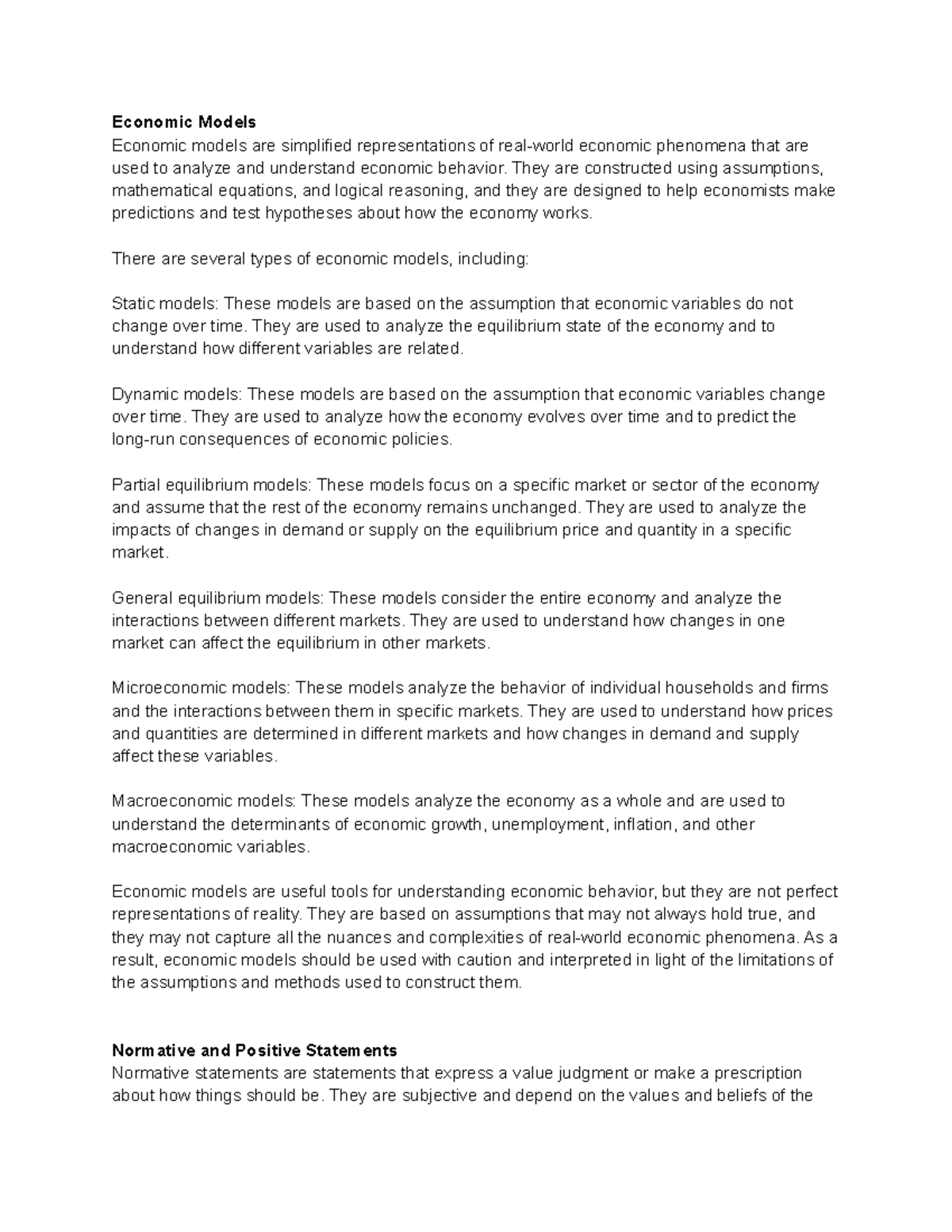 Unit Basic Economic Concepts P2 Economic Models Economic Models Are