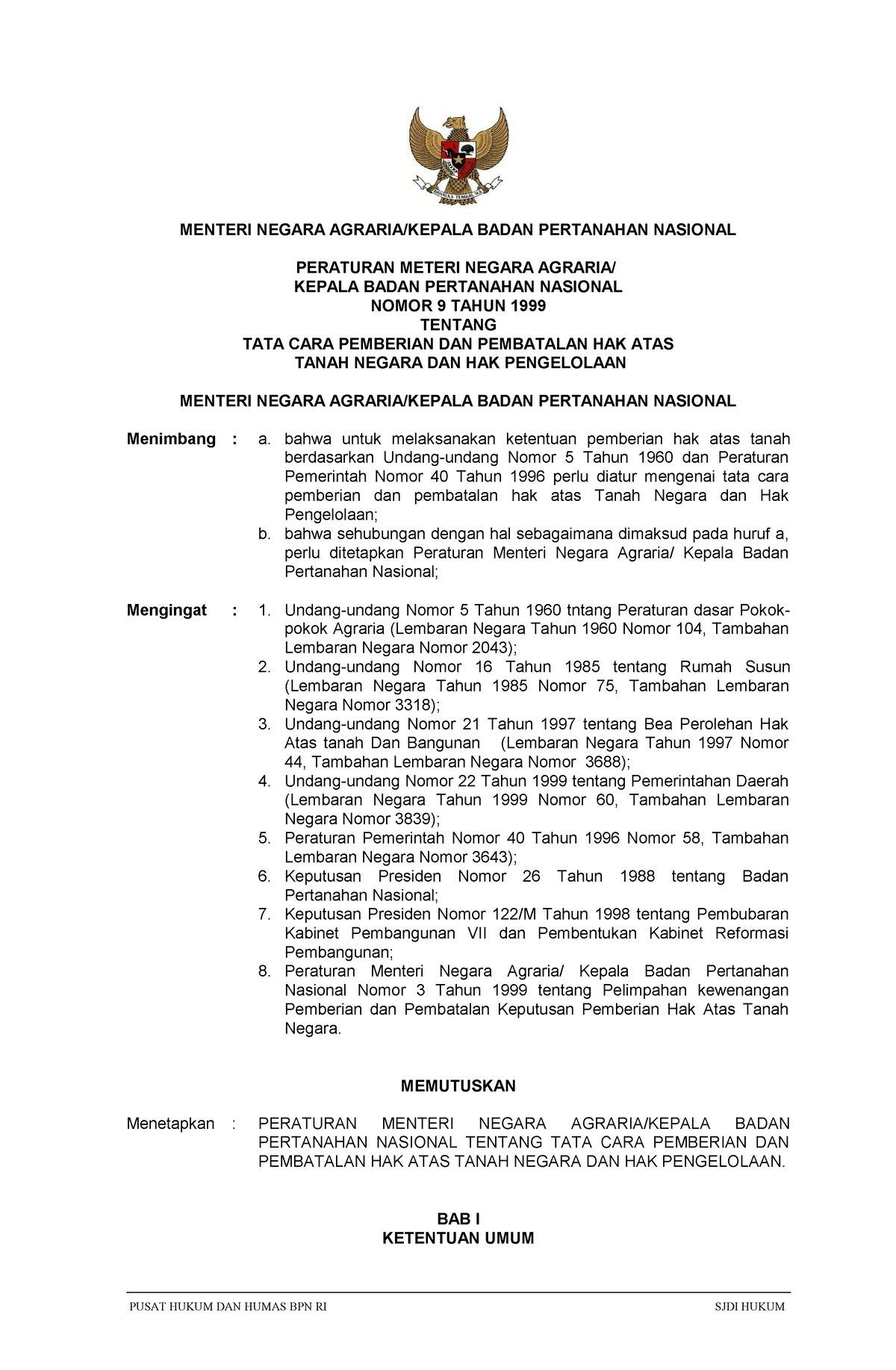 Permenag-No - Permen - MENTERI NEGARA AGRARIA/KEPALA BADAN PERTANAHAN ...