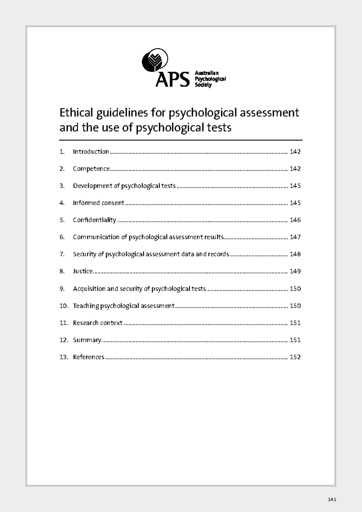 APS Ethical Guidelines for Psychological Assessment - Ethical ...
