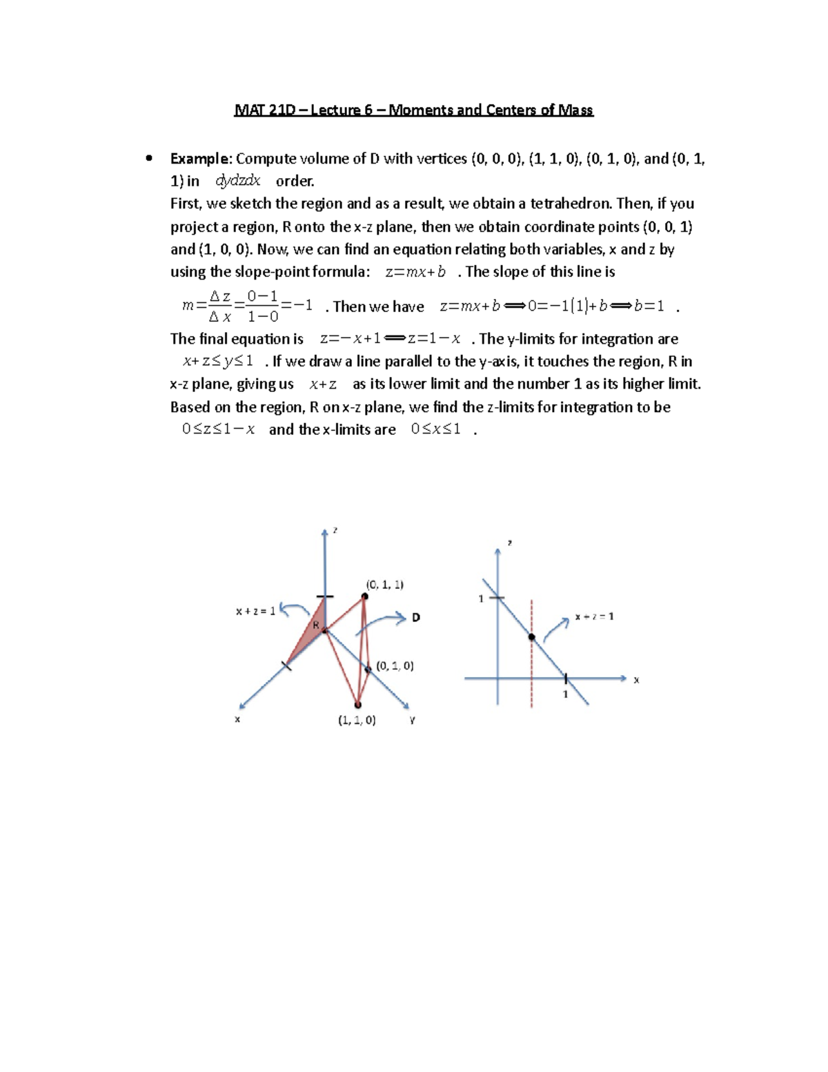 MAT 21D – Lecture 6 – Moments And Centers Of Mass - MAT 21D – Lecture 6 ...