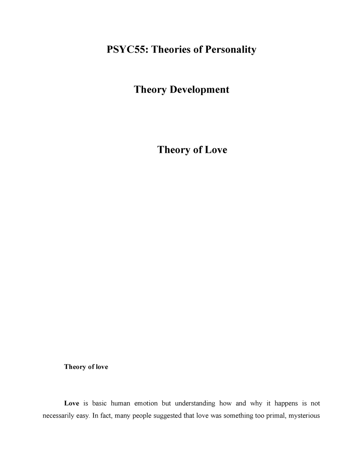 love theory research paper