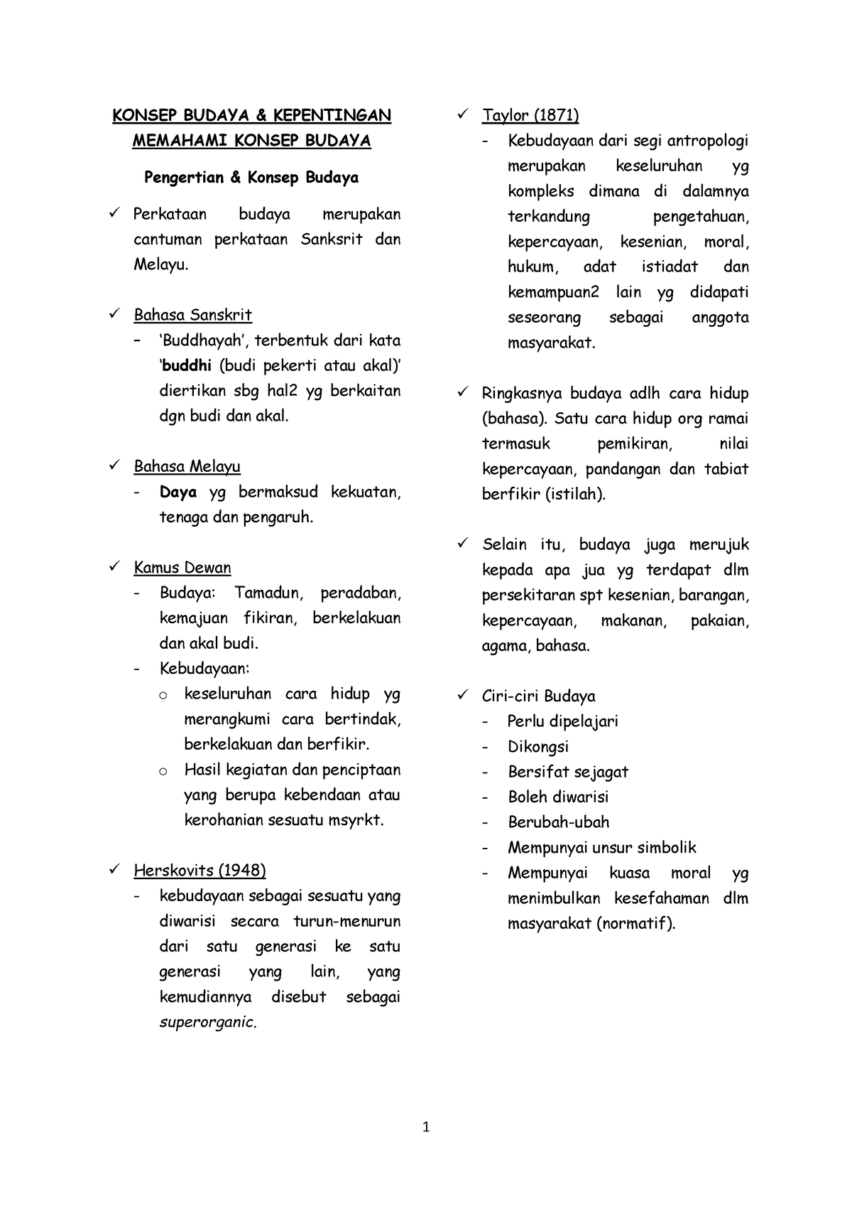 NOTA EDUP3073 - NOTA RINGKAS - KONSEP BUDAYA & KEPENTINGAN MEMAHAMI ...