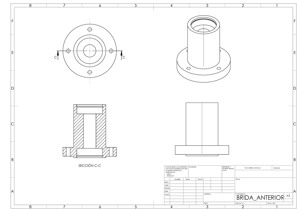 Brida Anterior - C C ACDB SECCIÓN C-C CADB EF EF - APROB.FABR.DIBUJ ...