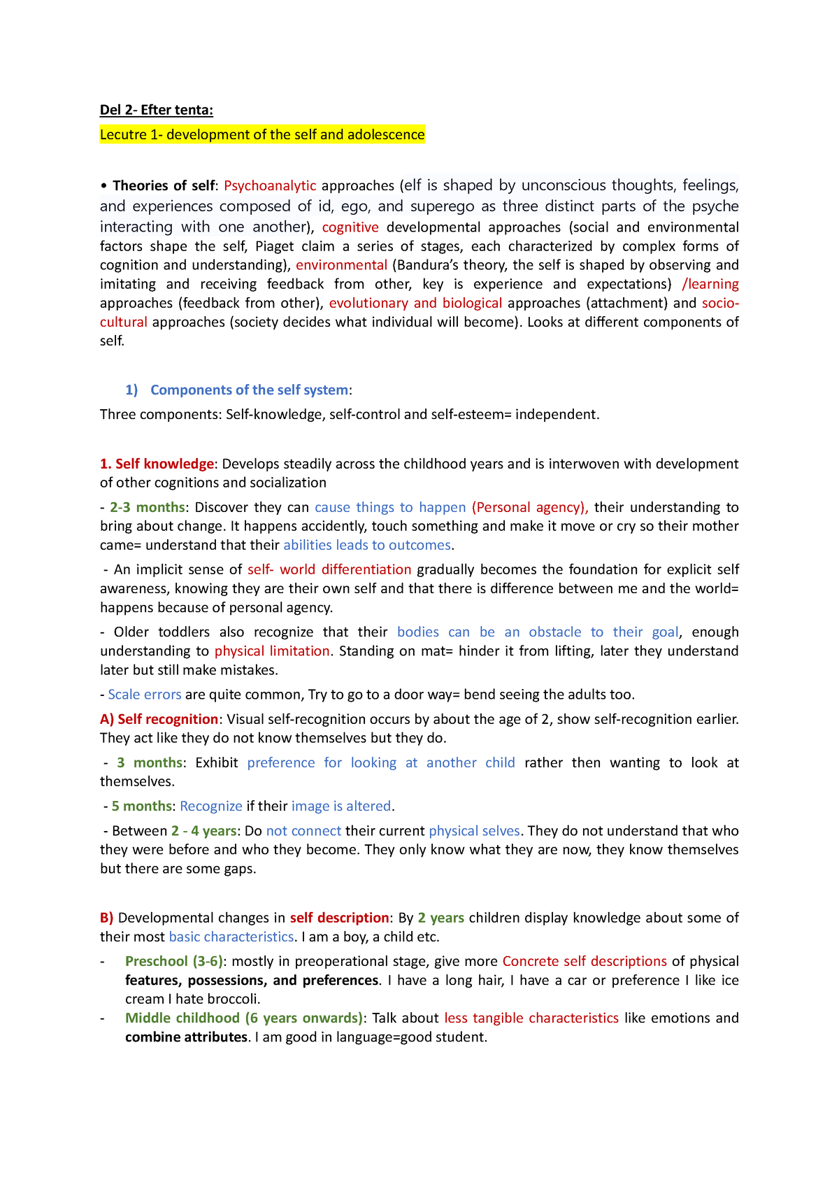 Developmental psychology (part 2) - Del 2- Efter tenta: Lecutre 1 ...