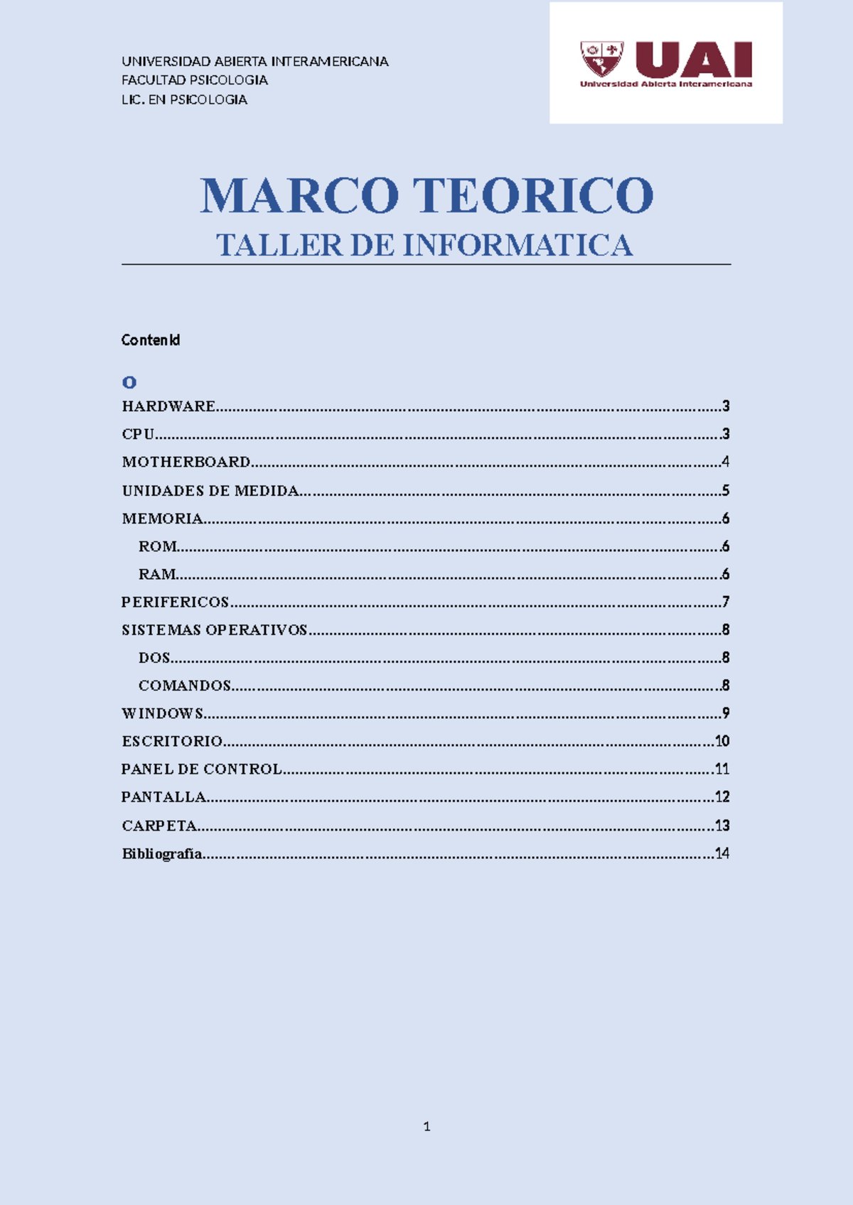 resumen marco teorico para final de informática - FACULTAD PSICOLOGIA ...