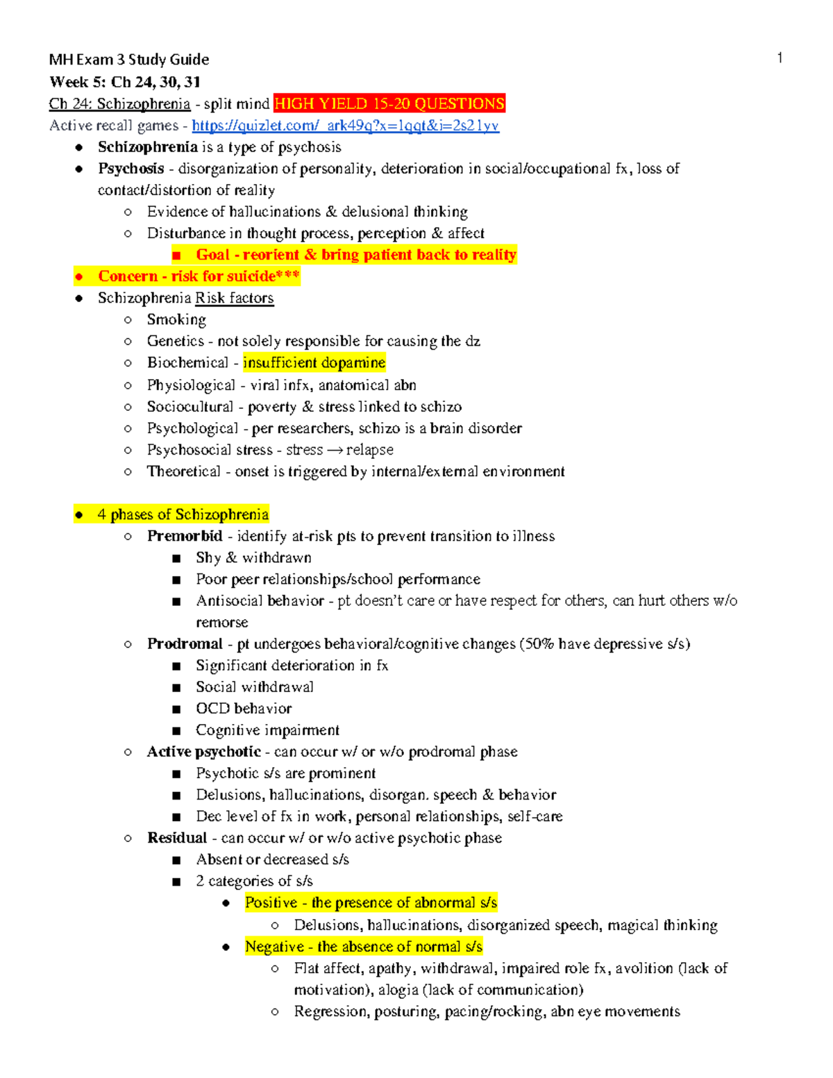 NR 326 Mental Health Exam 3 - Final Exam Study Guide - Week 5: Ch 24 ...