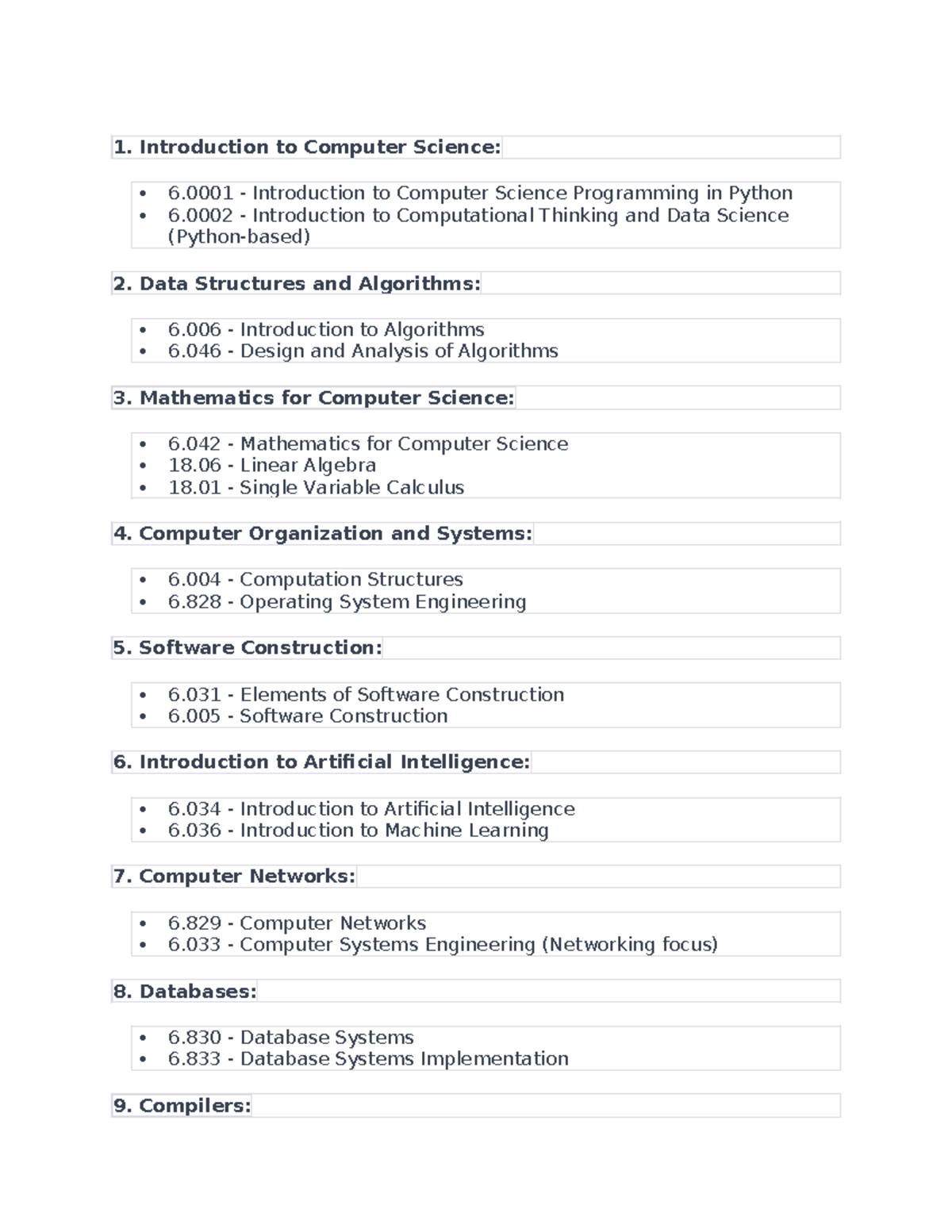 Roadmap for Computing - 1. Introduction to Computer Science: 6 ...