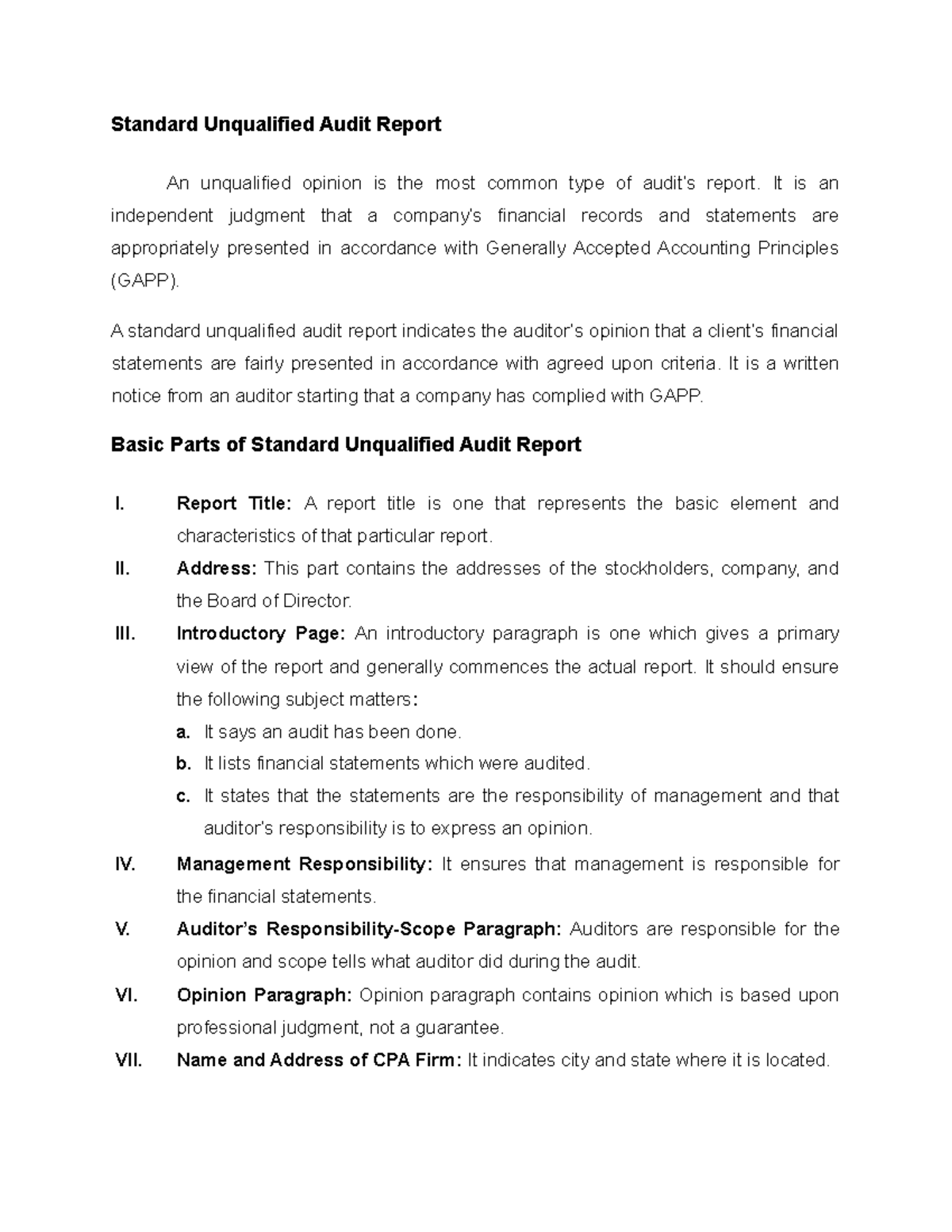 The Unqualified Report Is