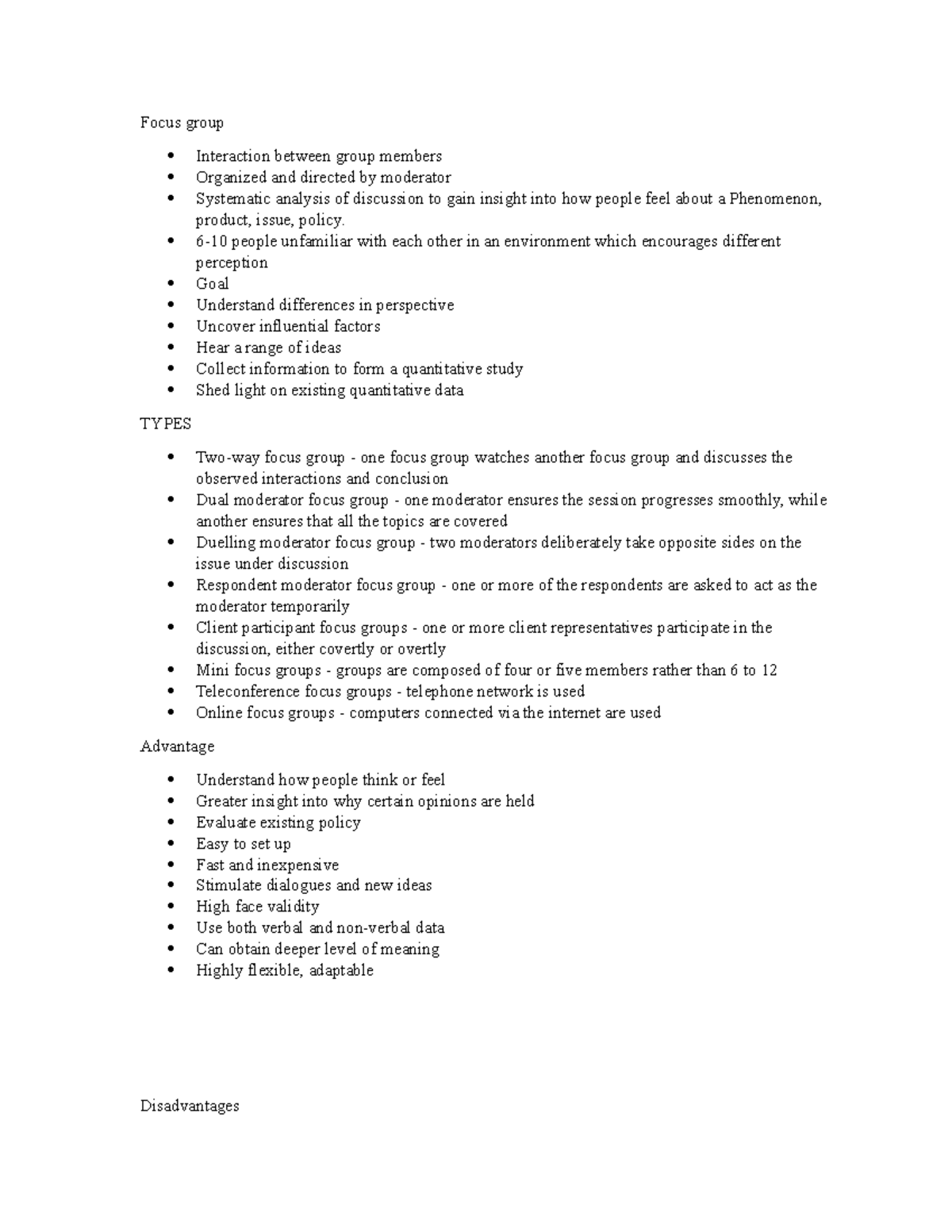 Focus group discussion - Focus group Interaction between group members ...