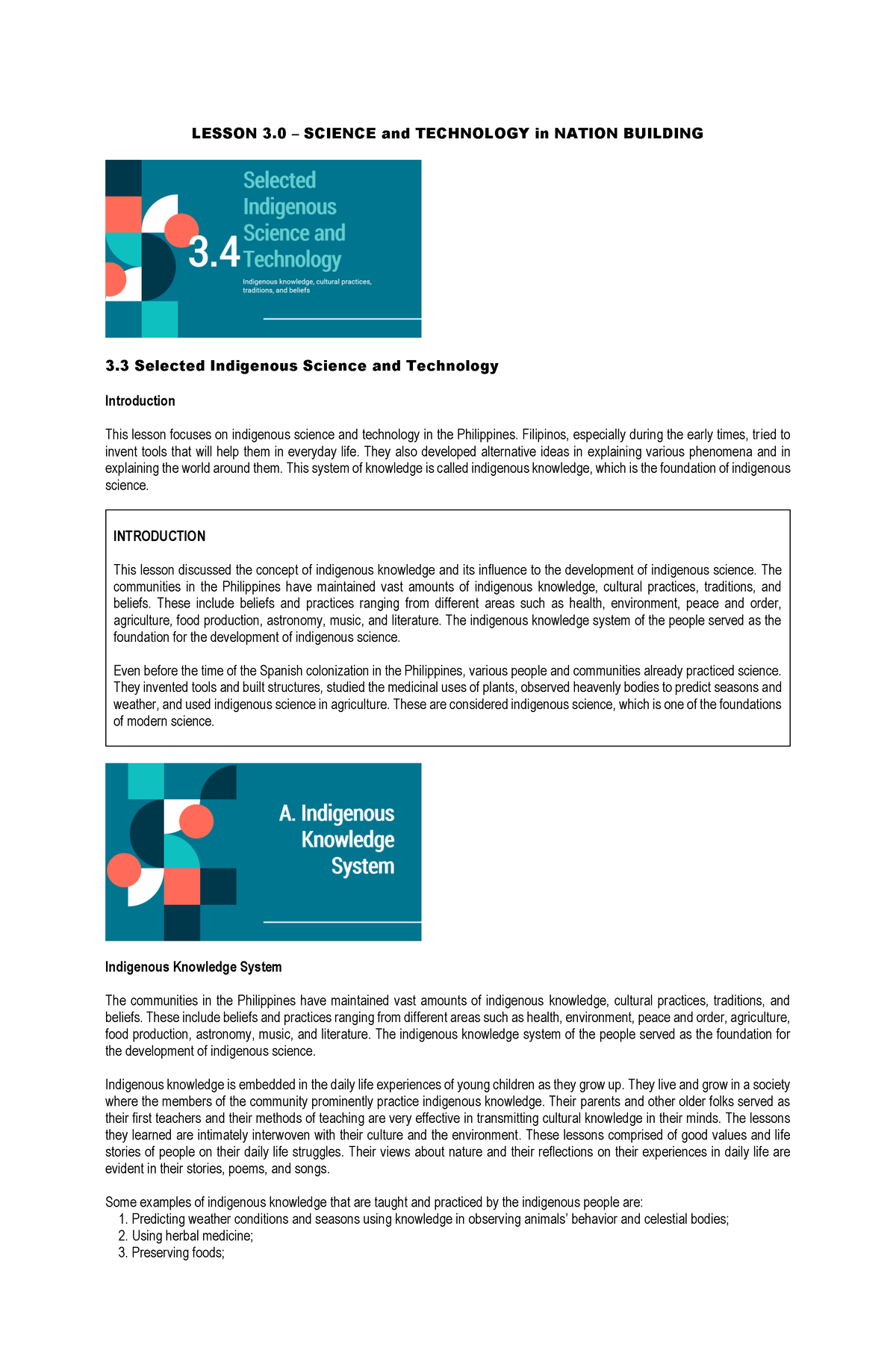 Copy Of (3.4) Nation Building Part 4 - LESSON 3 .0 – SCIENCE And ...