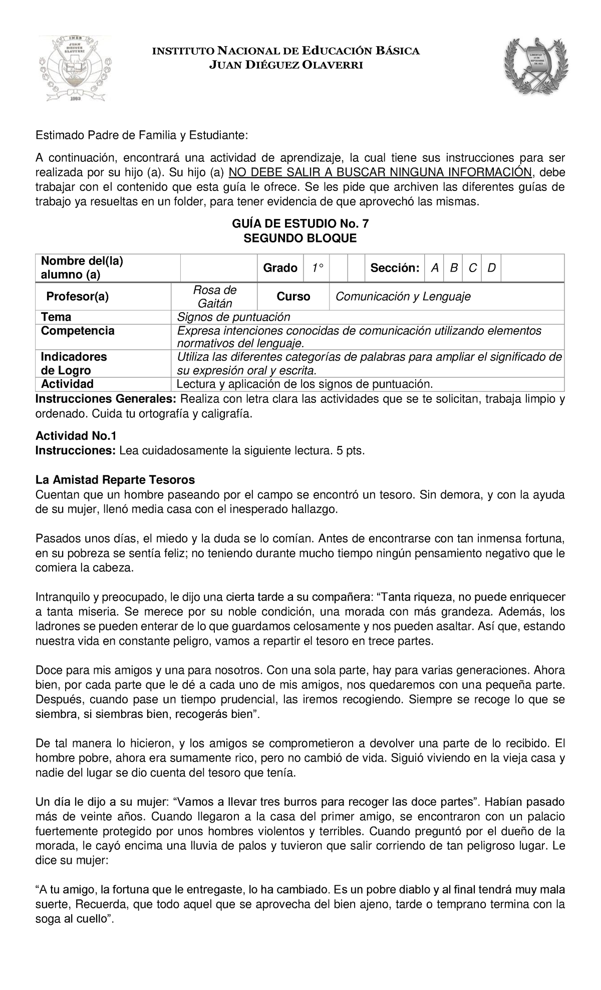 GE 7 Idioma Español - Aaaaaaaaaaaaaaaaaaaaa - INSTITUTO NACIONAL DE ...