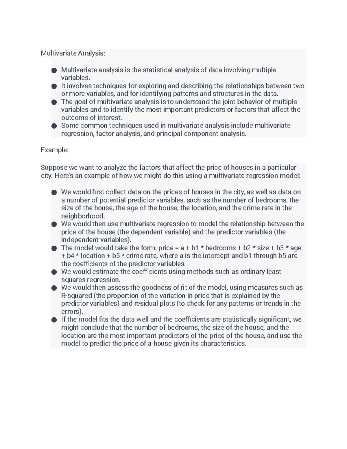 Multivariate analysis notes - It involves techniques for exploring and ...