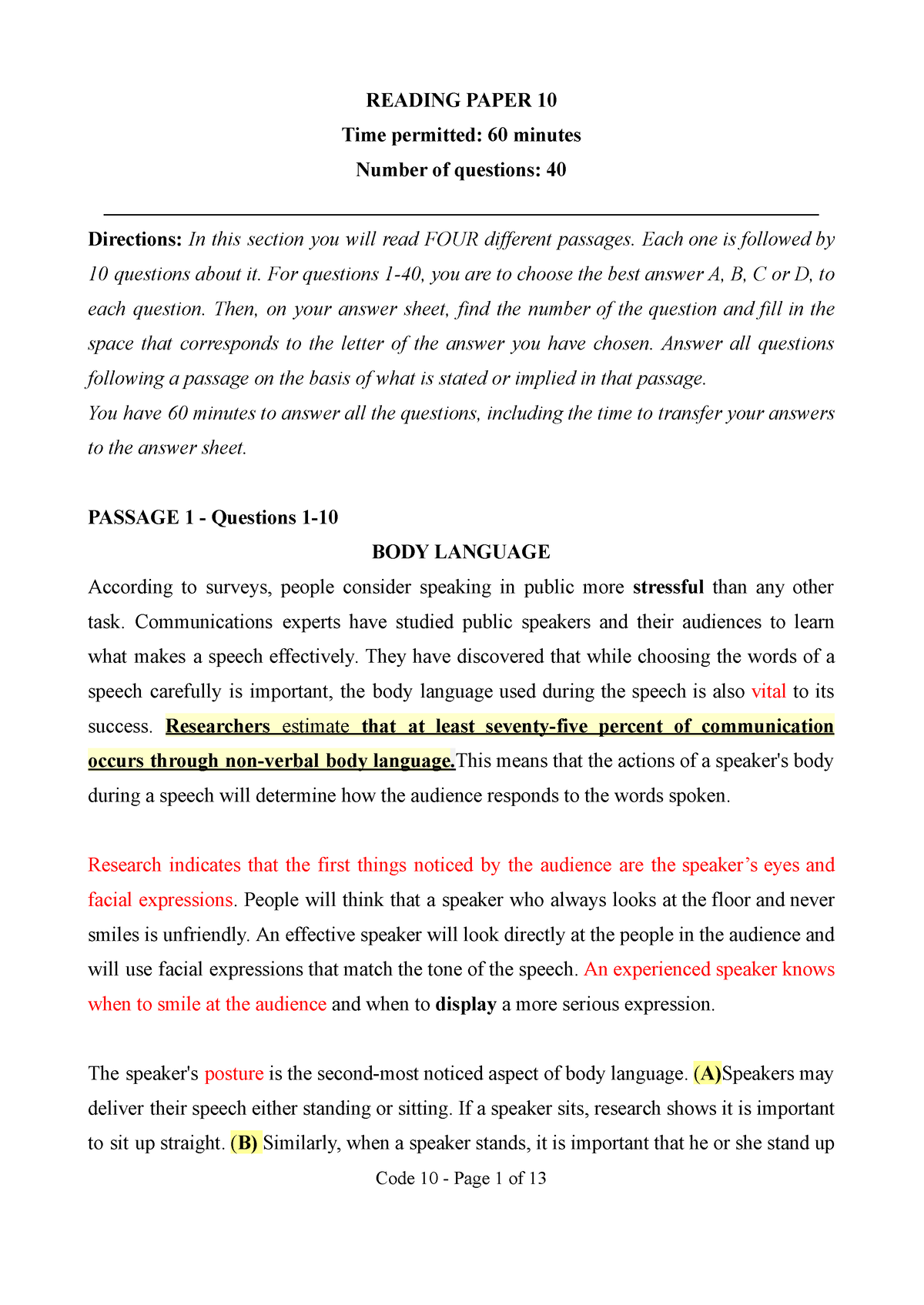 Vstep-Reading test 10 - Vstep-Reading test - READING PAPER 10 Time ...