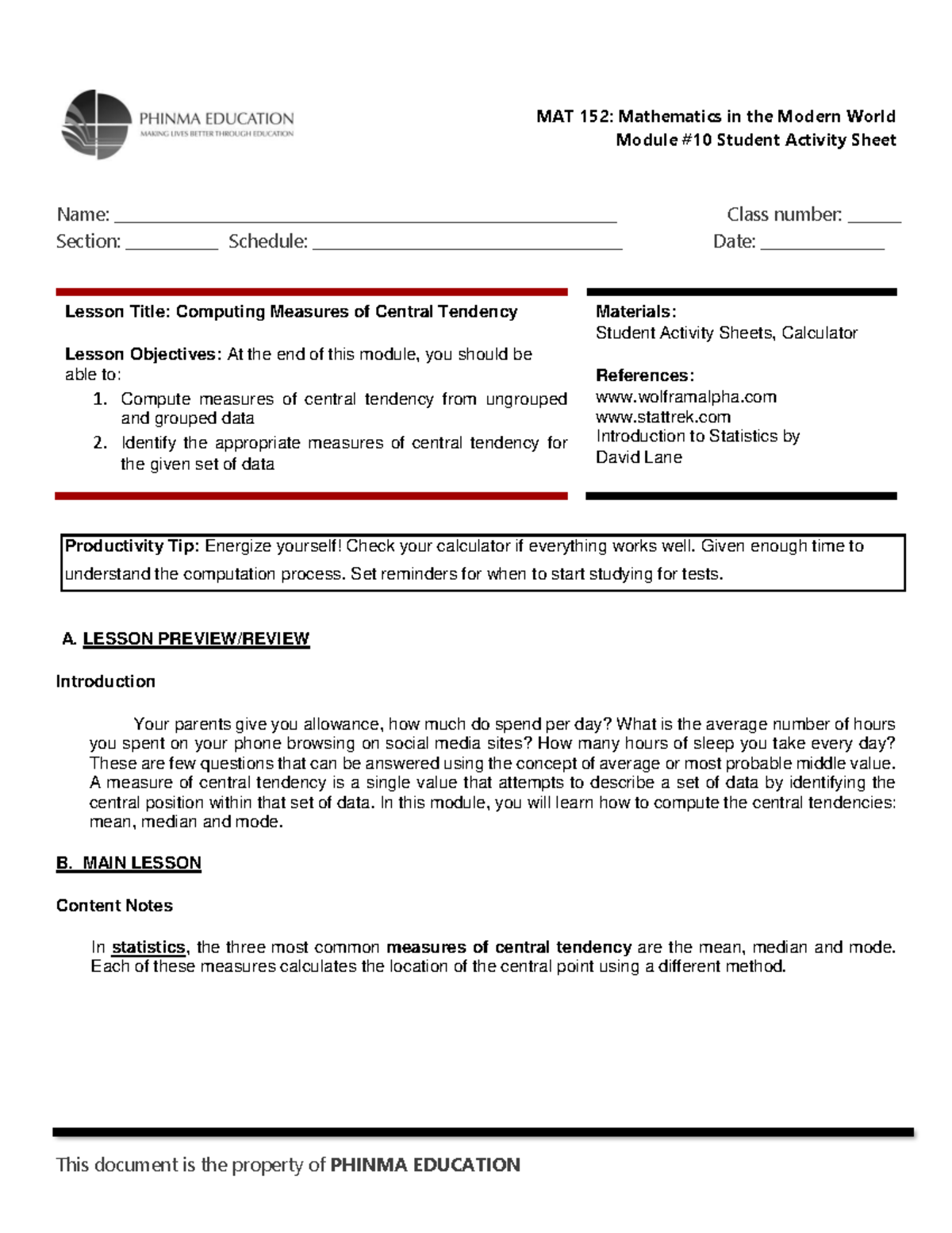 sas10-mat-152-central-tendency-module-10-student-activity-sheet-name