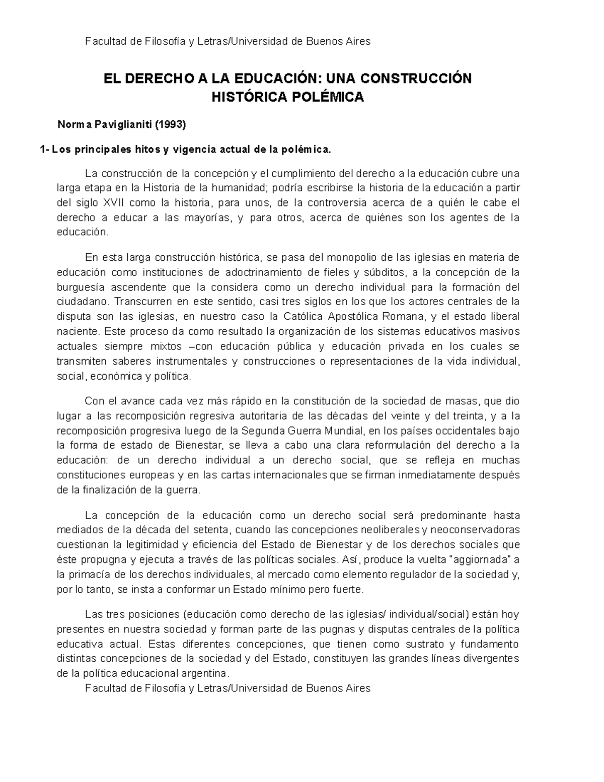 328792925 Paviglianiti El Derecho a La Educacion - Facultad de ...
