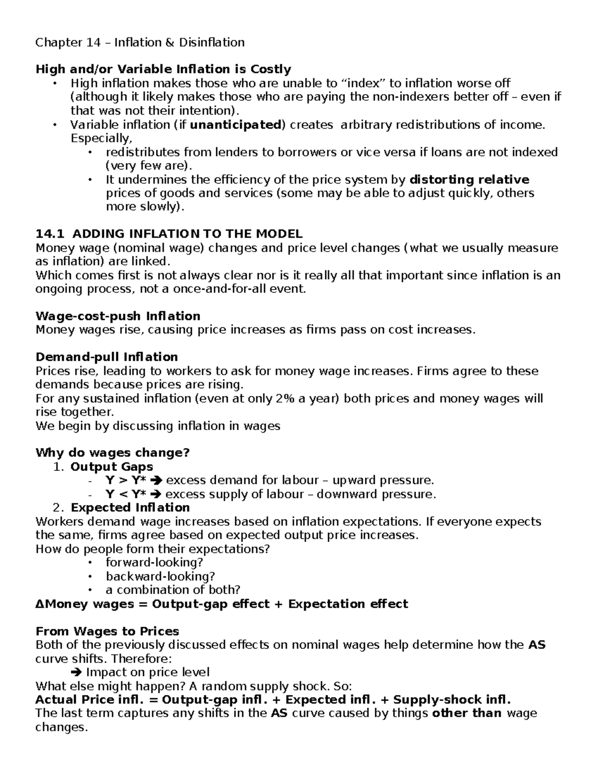 Econ 112 - Lecture 10 - Chapter 14 – Inflation & Disinflation High and ...